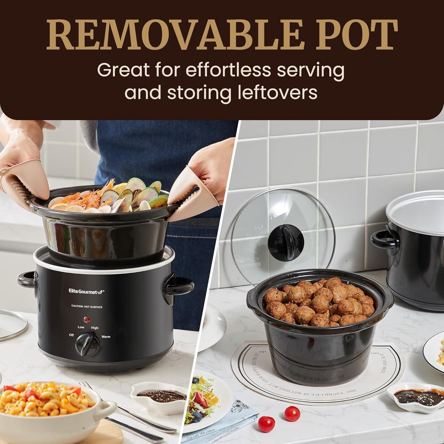 Cocina Lenta Eléctrica Elite Gourmet MST-350B 3L Negra