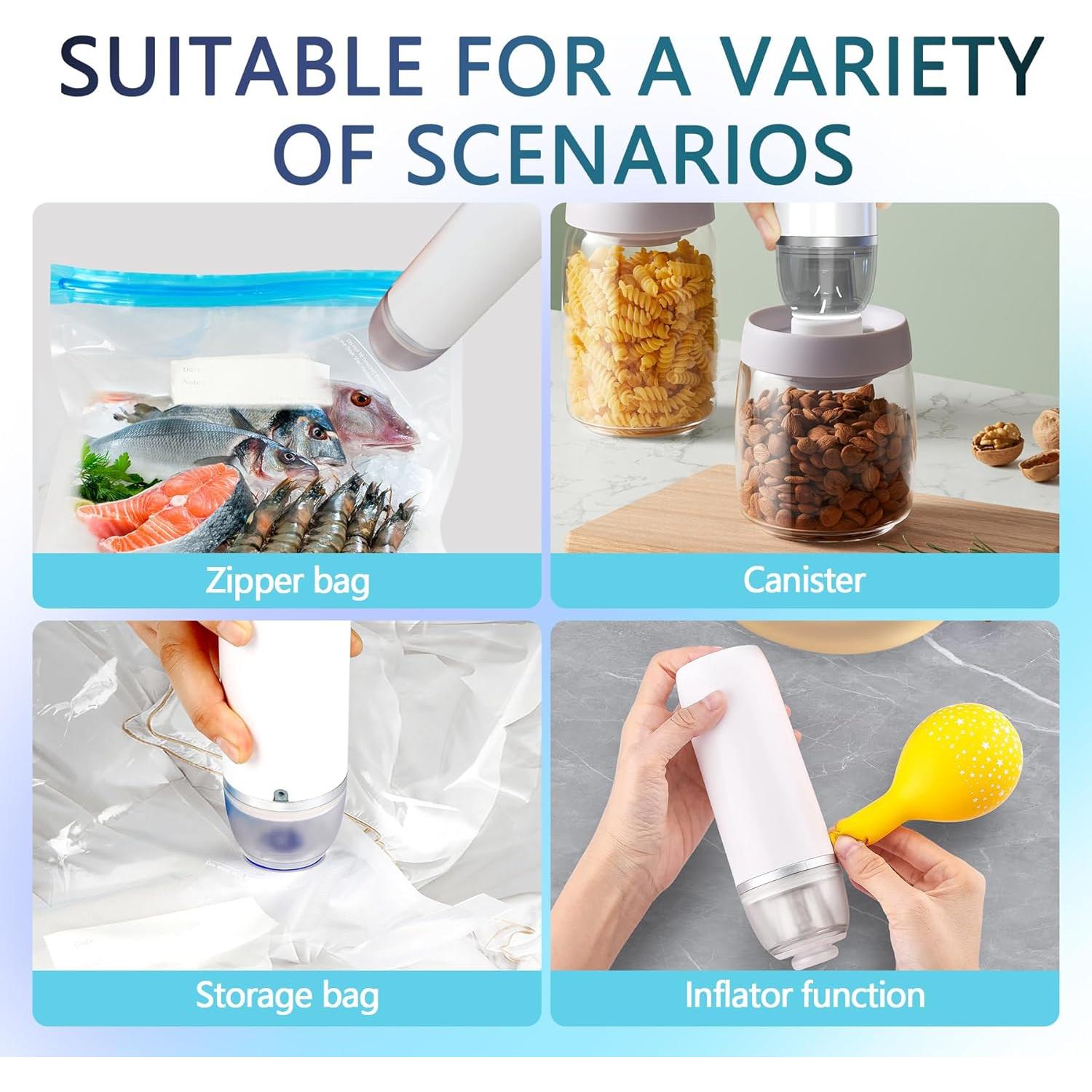 Sellador de Vacío Portátil MAXTBEE con 10 Bolsas Reutilizables