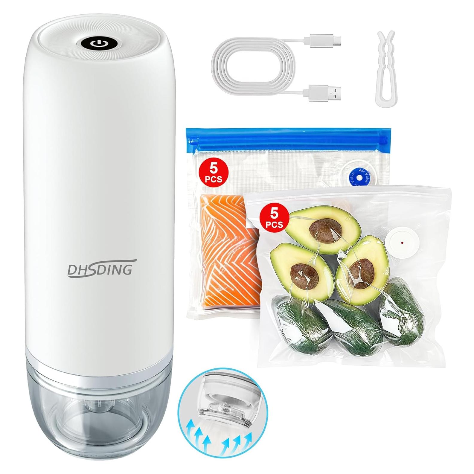 Sellador de Vacío Manual DHSDING - Compacto y Portátil con 10 Bolsas