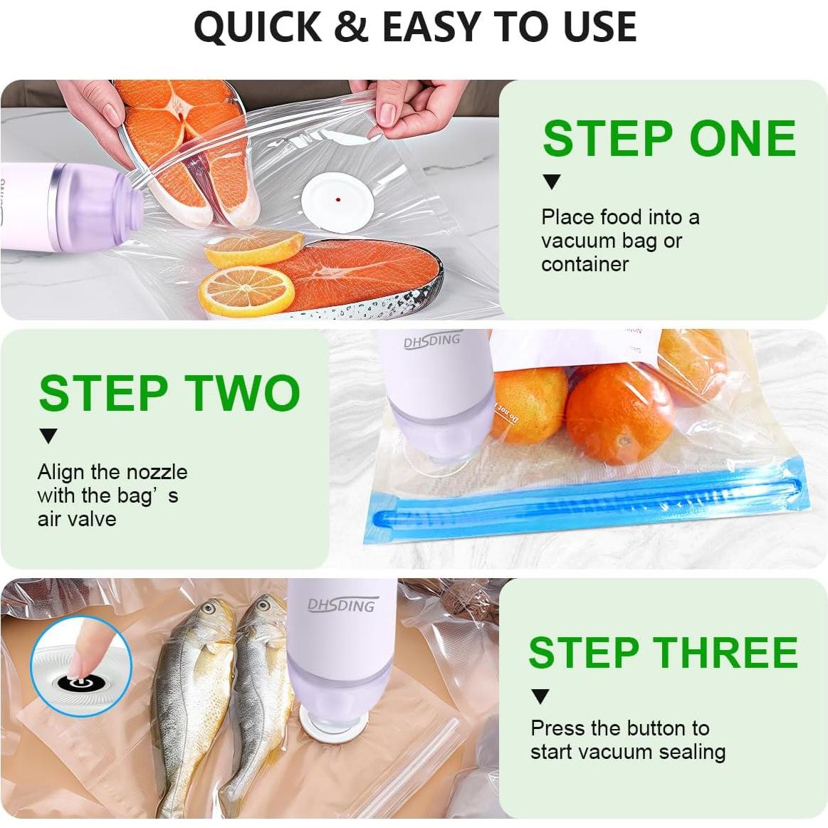 Sellador de Vacío Manual DHSDING - Compacto y Portátil con 10 Bolsas