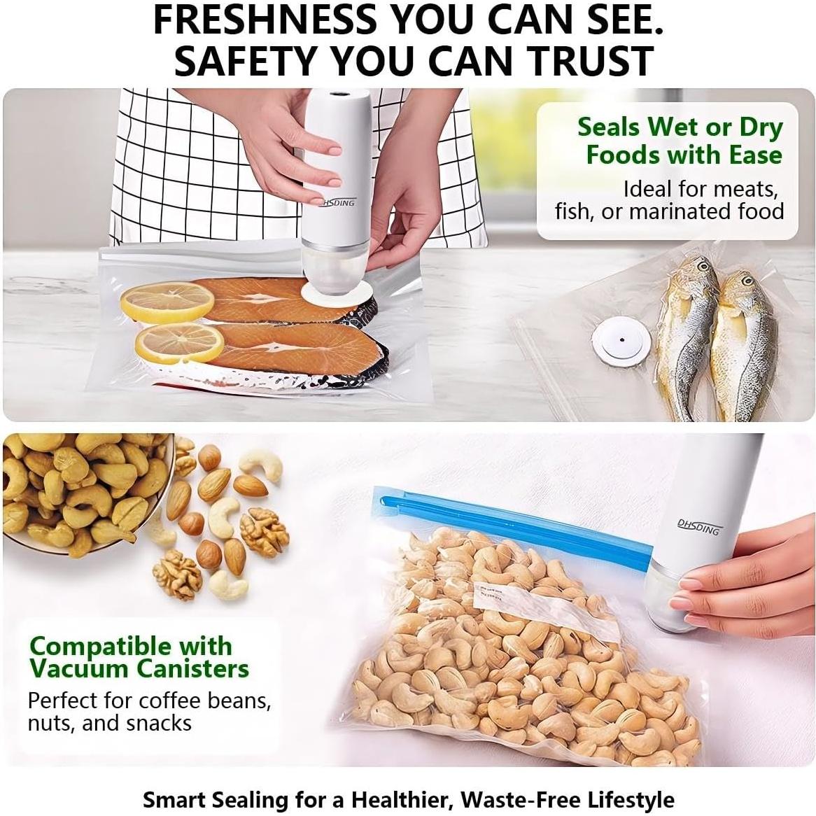 Sellador de Vacío Manual DHSDING - Compacto y Portátil con 10 Bolsas