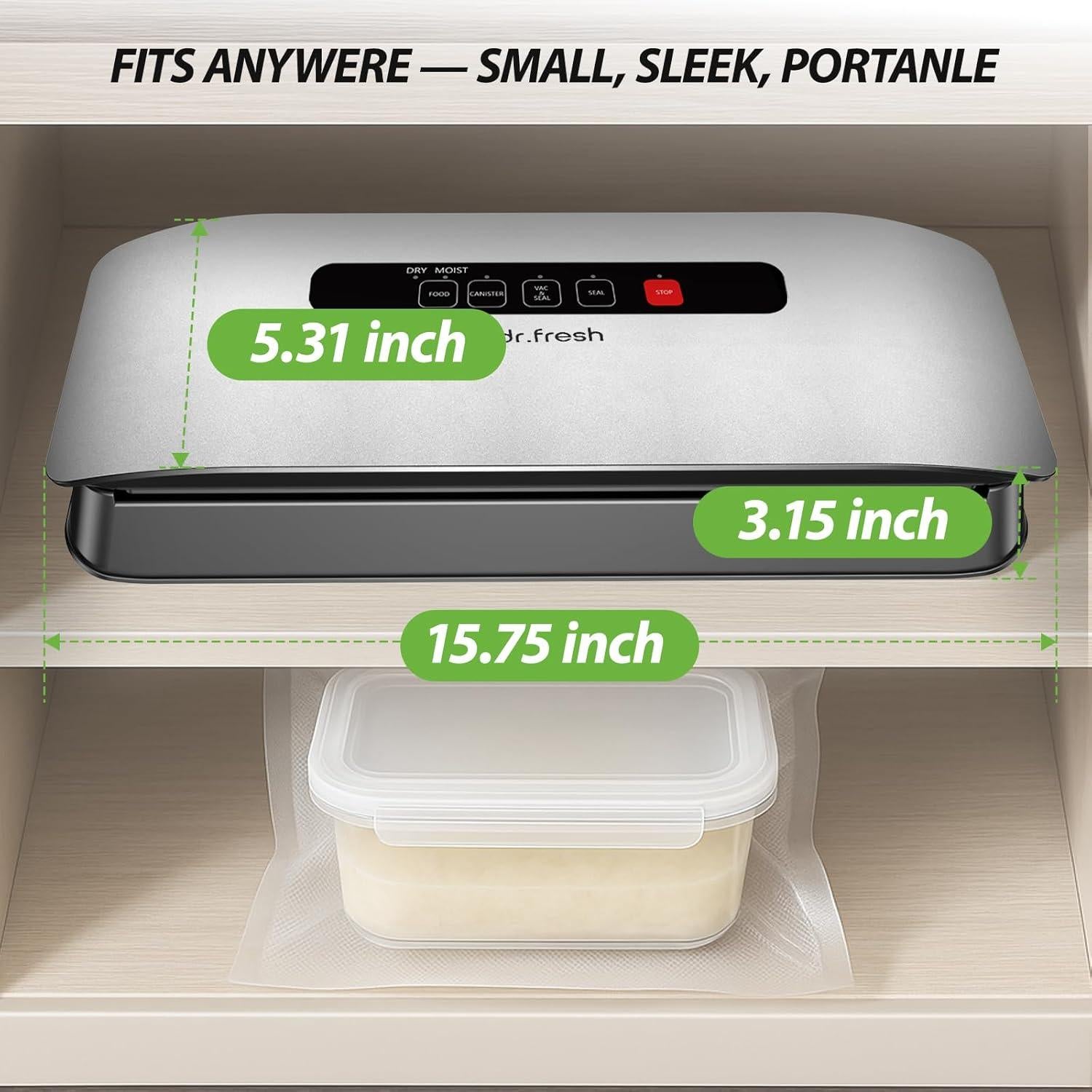 Sellador al vacío DR.Fresh con cortador y 10 bolsas