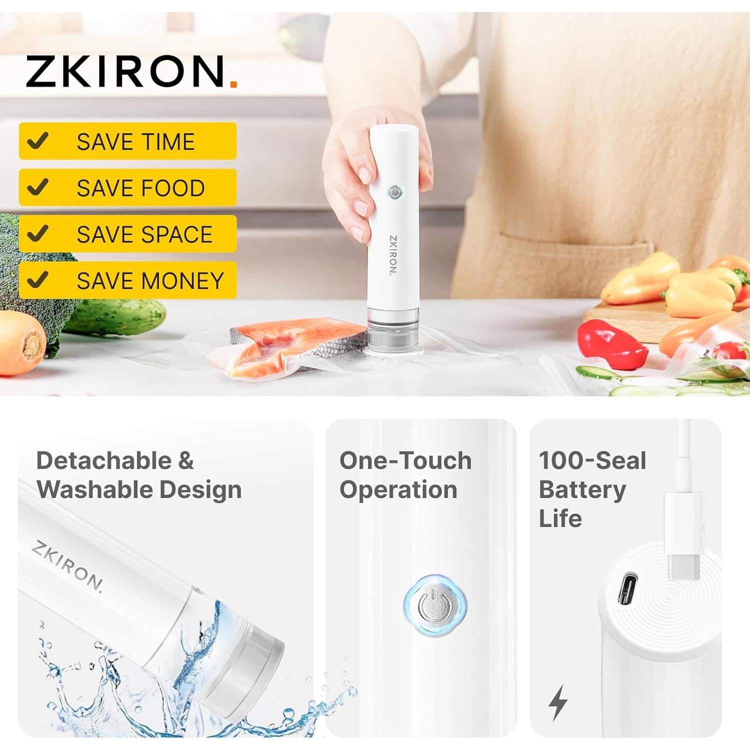 Sellador de Vacío ZKIRON HVS-01 Pro + 12 Bolsas Reutilizables