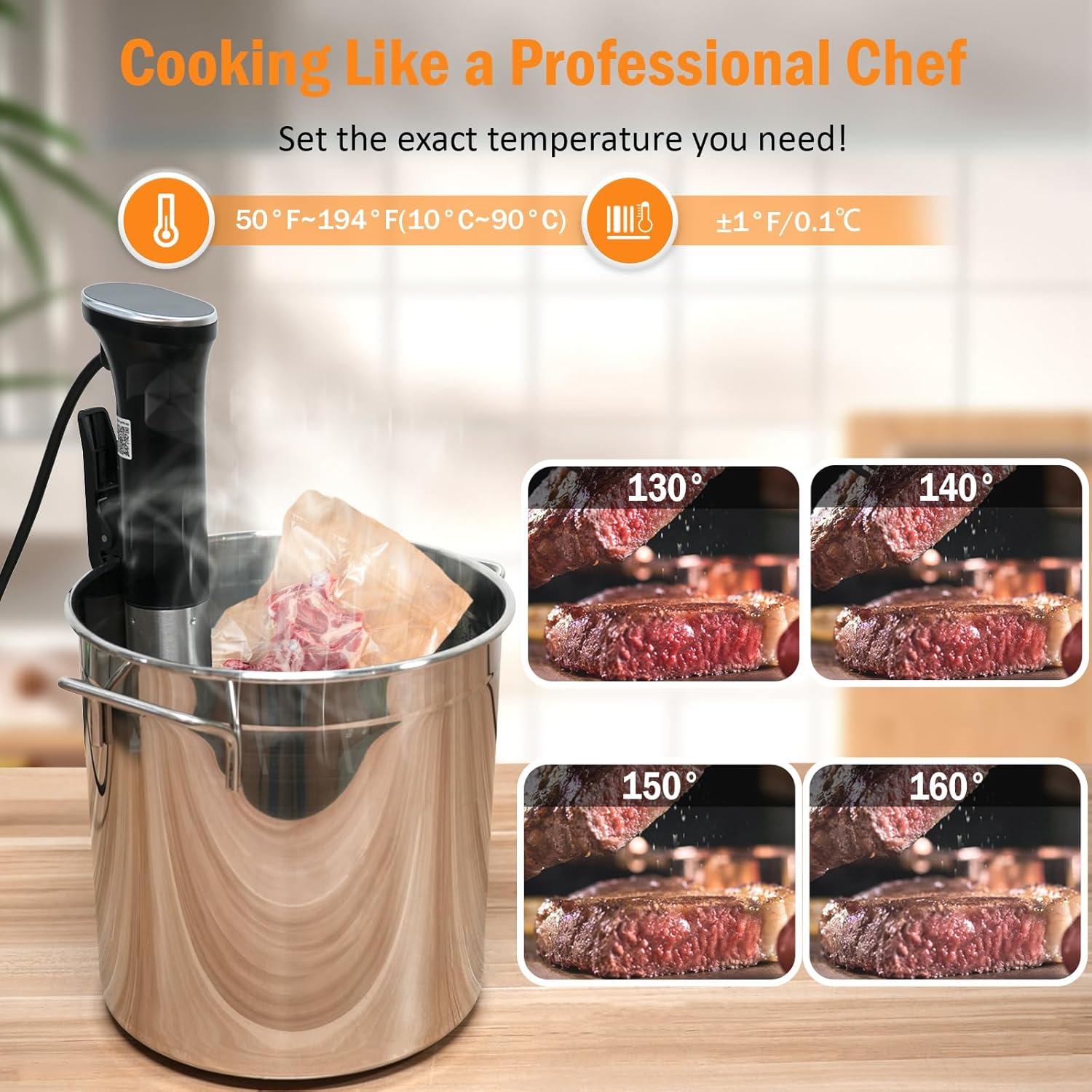 Cocinero Sous Vide auomii 1100W Acero Inoxidable Estándar