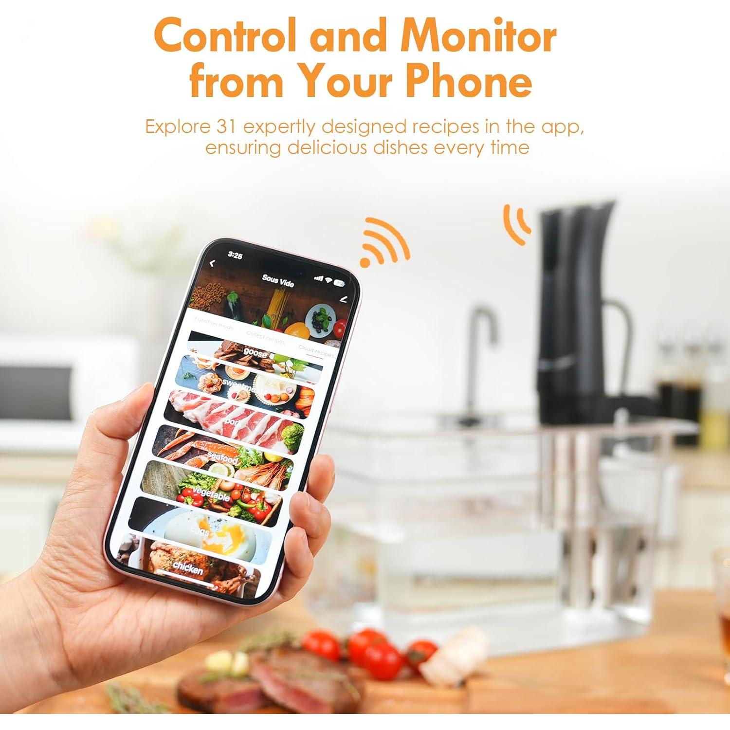 Cocedor Sous Vide Rnice 1100W WiFi 20L Acero Inoxidable