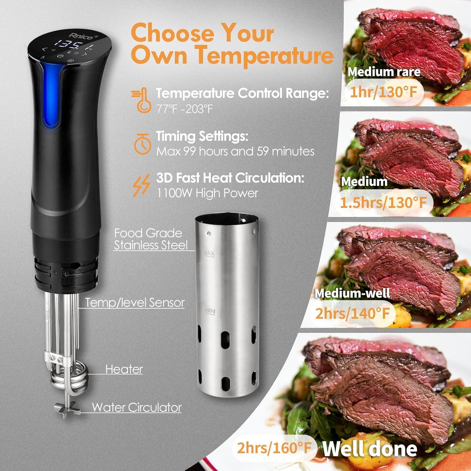 Cocedor Sous Vide Rnice 1100W WiFi 20L Acero Inoxidable