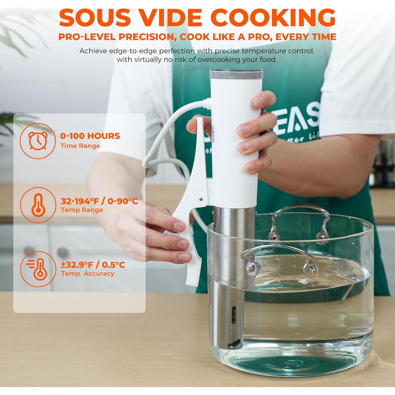 Cocinero Sous Vide SUSTEAS SV220 1200W Control Táctil Blanco