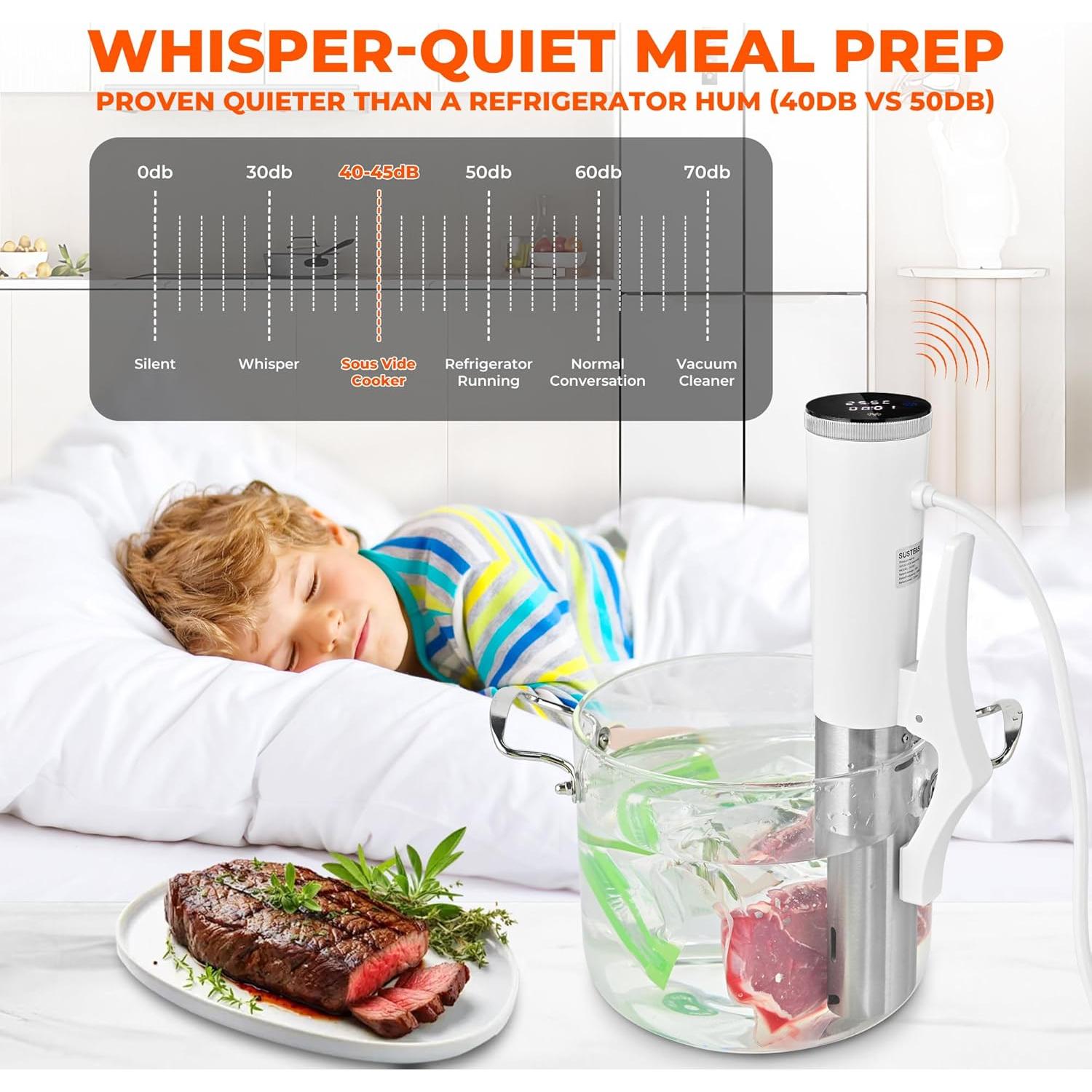 Cocinero Sous Vide SUSTEAS SV220 1200W Control Táctil Blanco