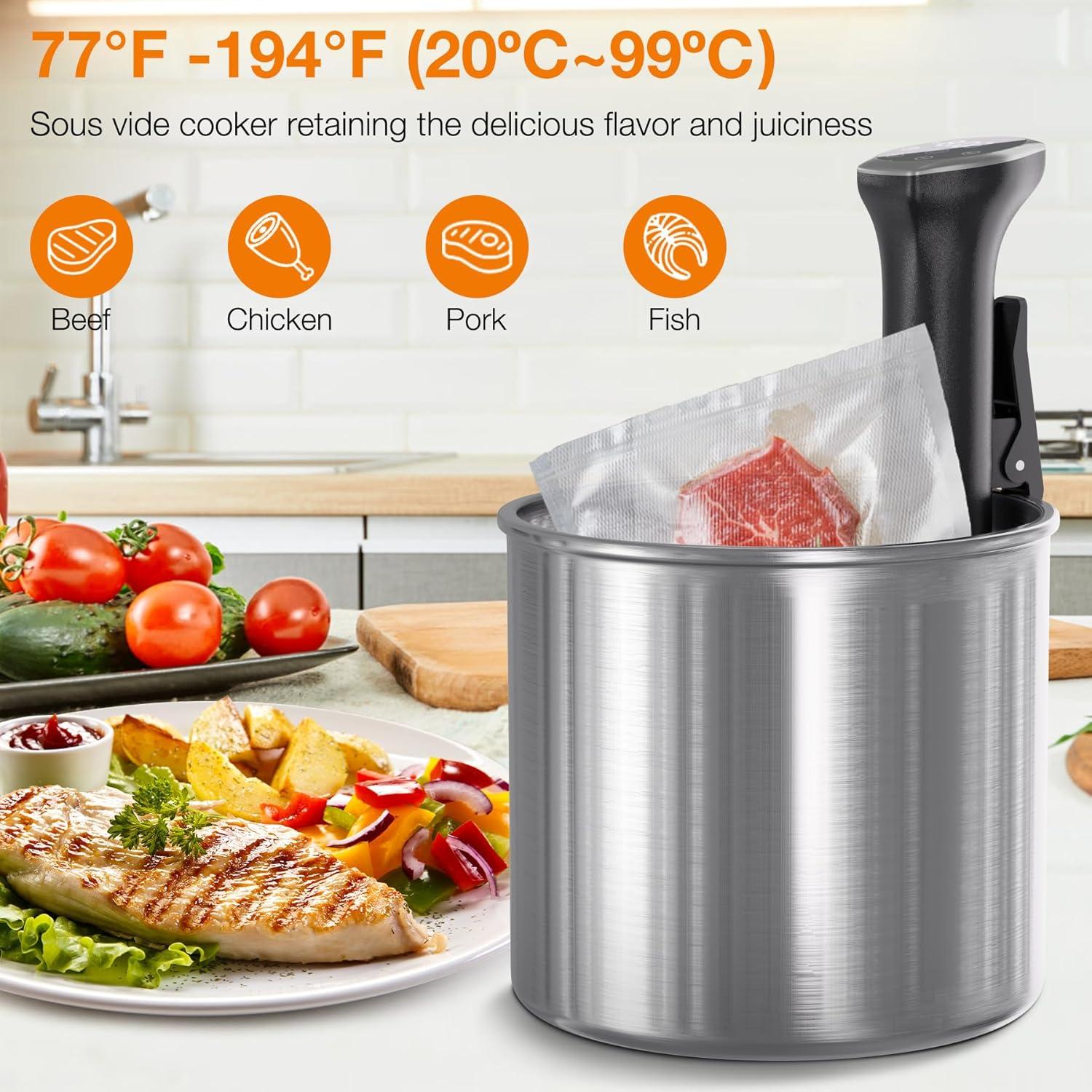 Máquina Sous Vide 1100W Upesitom Control Táctil IPX7