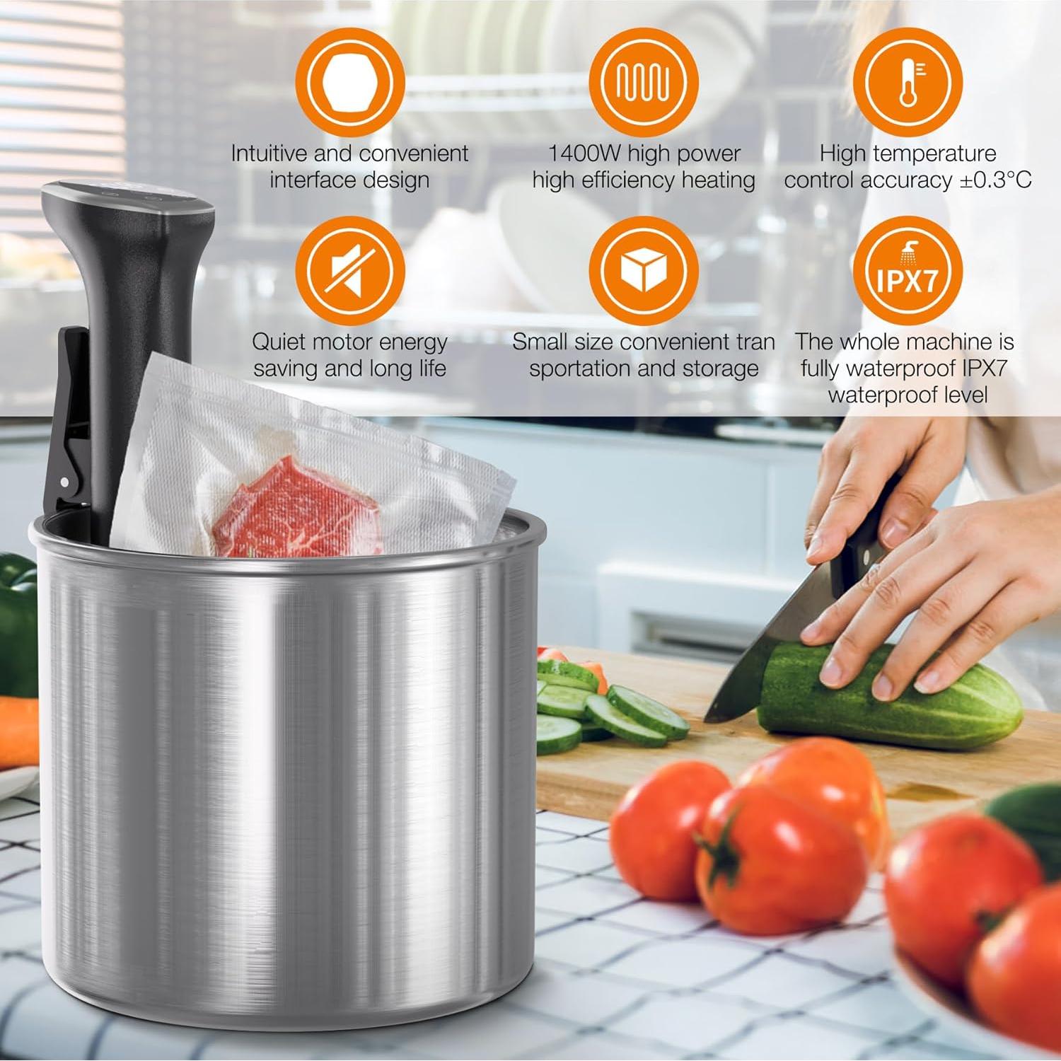 Máquina Sous Vide 1100W Upesitom Control Táctil IPX7