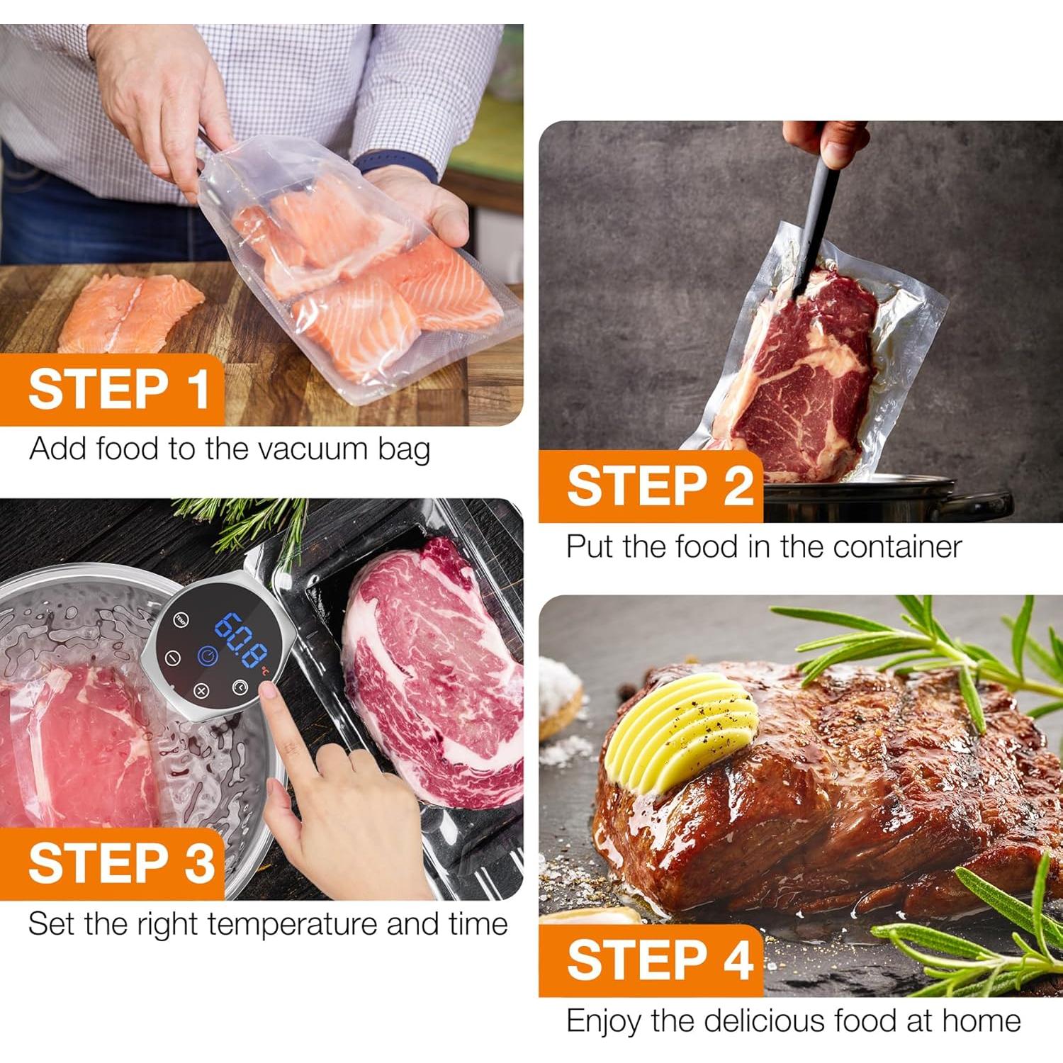 Máquina Sous Vide 1100W Upesitom Control Táctil IPX7