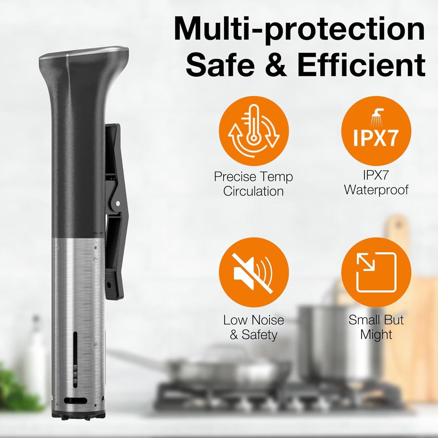 Máquina Sous Vide 1100W Upesitom Control Táctil IPX7