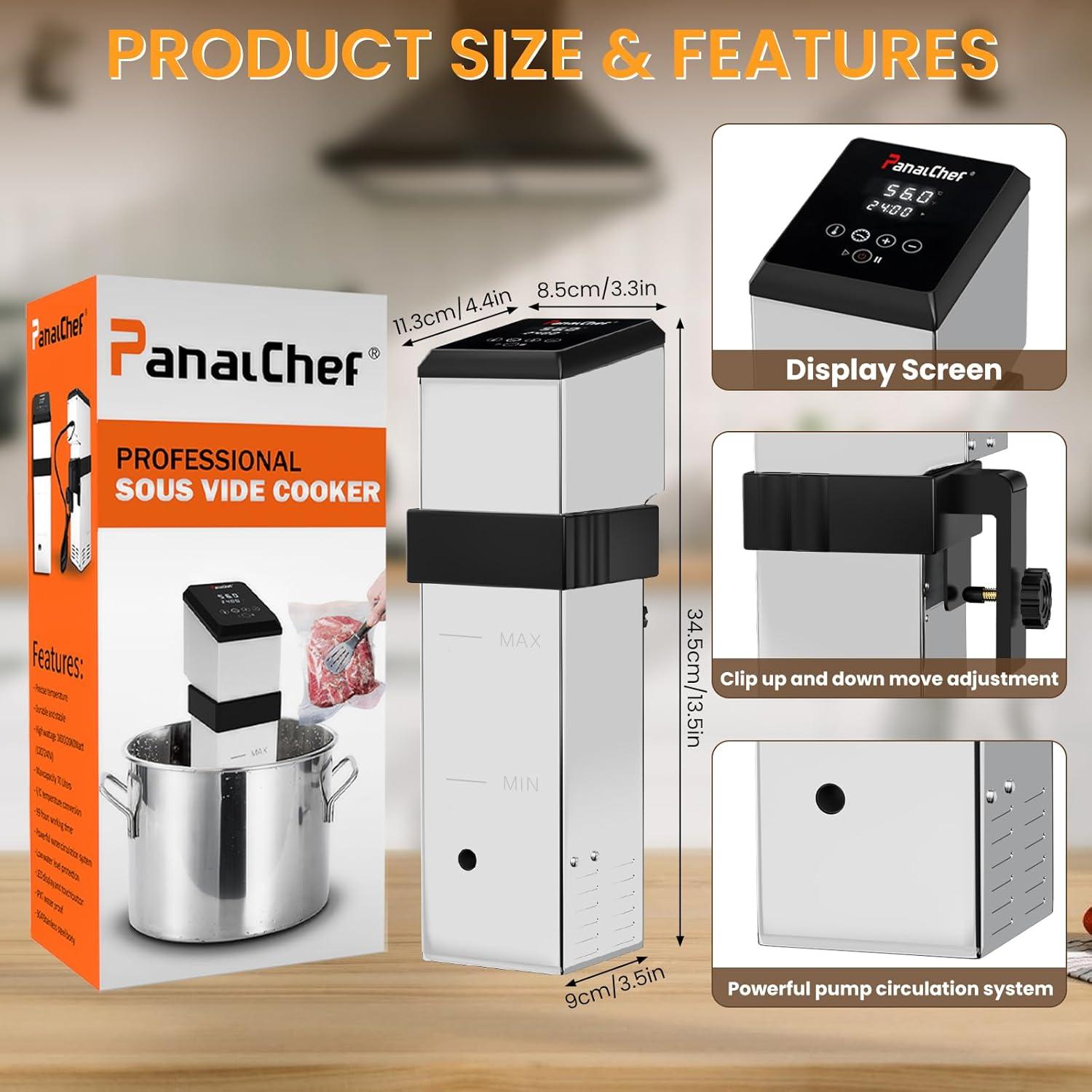 Máquina Sous Vide PanalChef 1600W Control Táctil IPX7