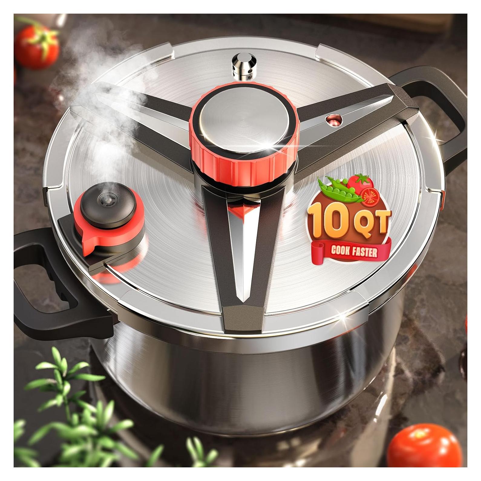 Olla de Presión ZILODE 10 QT Acero Inoxidable 18/8 con Rejilla