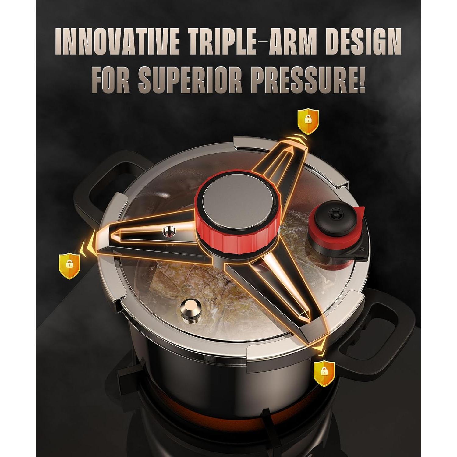 Olla de Presión ZILODE 10 QT Acero Inoxidable 18/8 con Rejilla