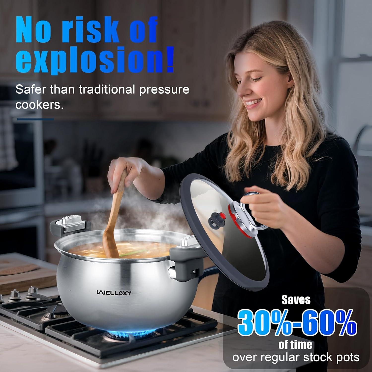 Olla a Presión Micro WELLOXY 7.5Qt Acero Inoxidable 3 Capas