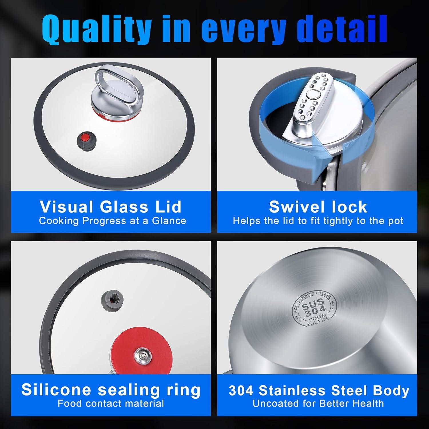 Olla a Presión Micro WELLOXY 7.5Qt Acero Inoxidable 3 Capas