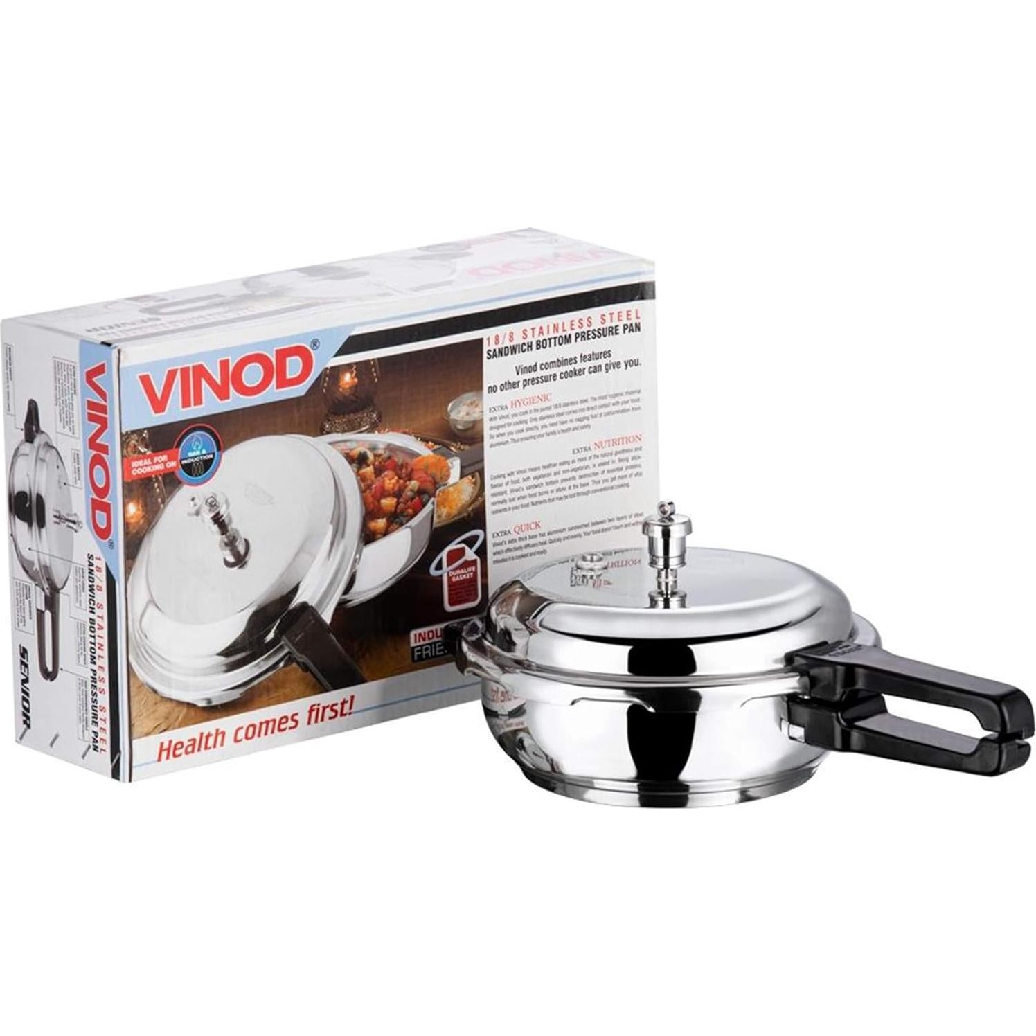 Sartén de Acero Inoxidable Vinod P-Jun 3L con Fondo Sandwich