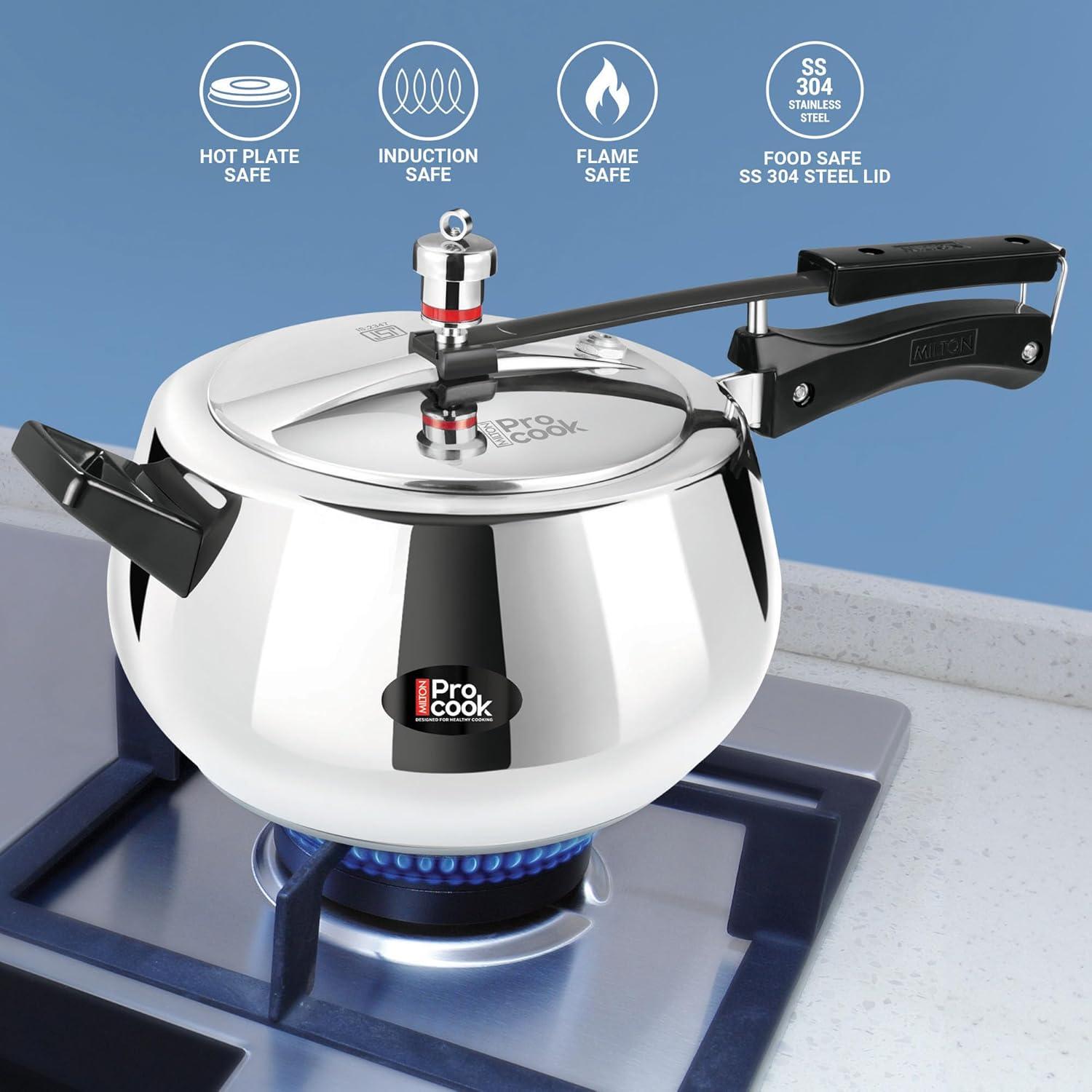 Olla a presión Milton 3L acero inoxidable con válvula de seguridad