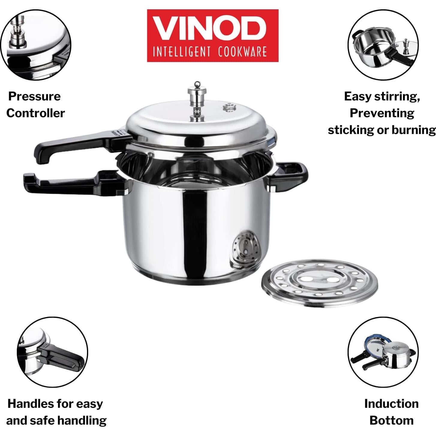 Olla a Presión Vinod V-10L Acero Inoxidable 10 Litros