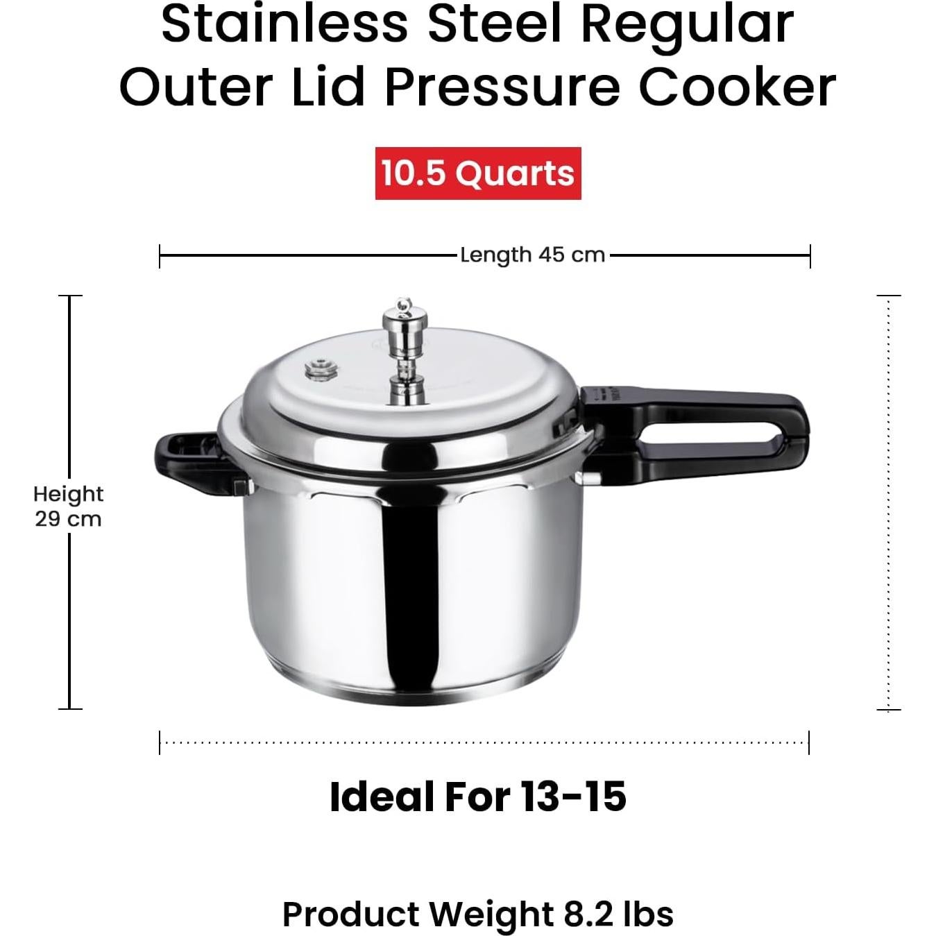 Olla a Presión Vinod V-10L Acero Inoxidable 10 Litros