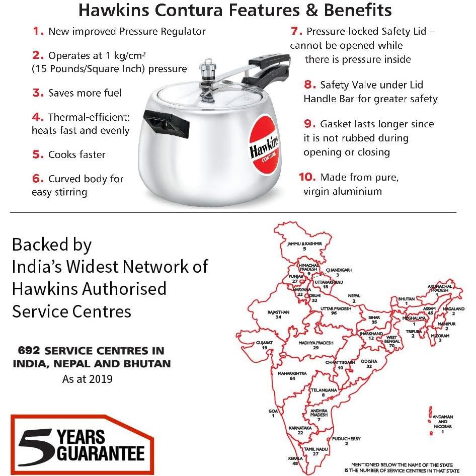 Olla a Presión Hawkins Contura 6.5L Aluminio Pulido