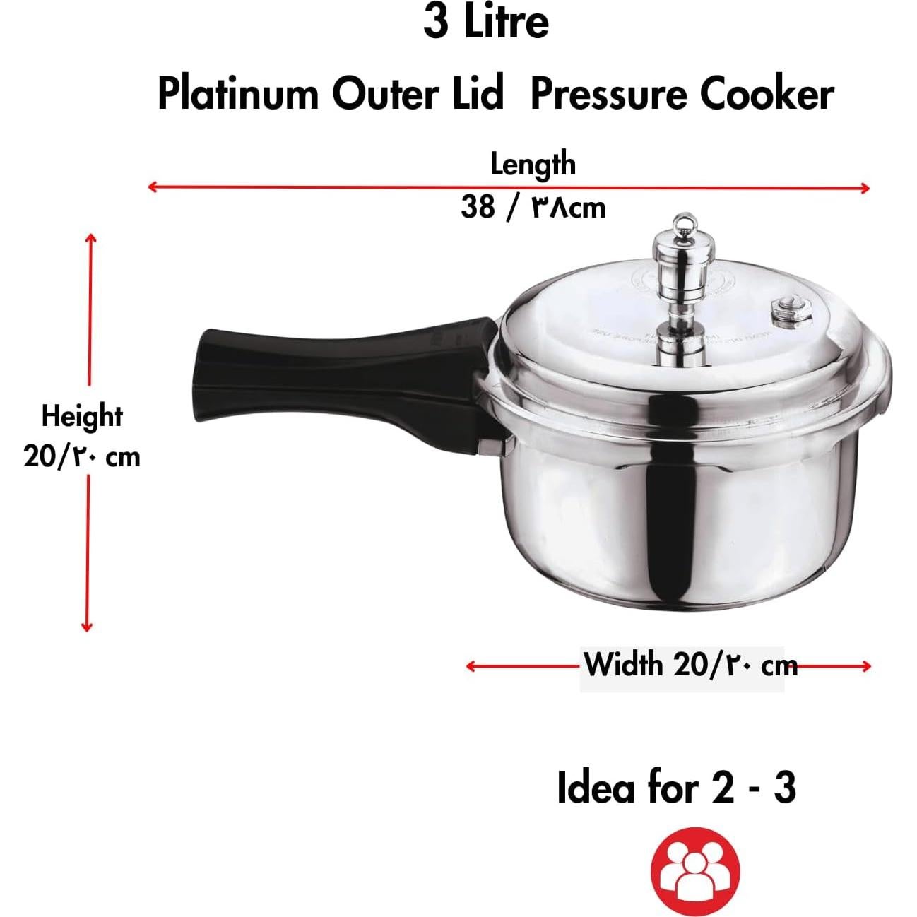 Olla a presión Vinod Platinum 3L acero inoxidable inducción