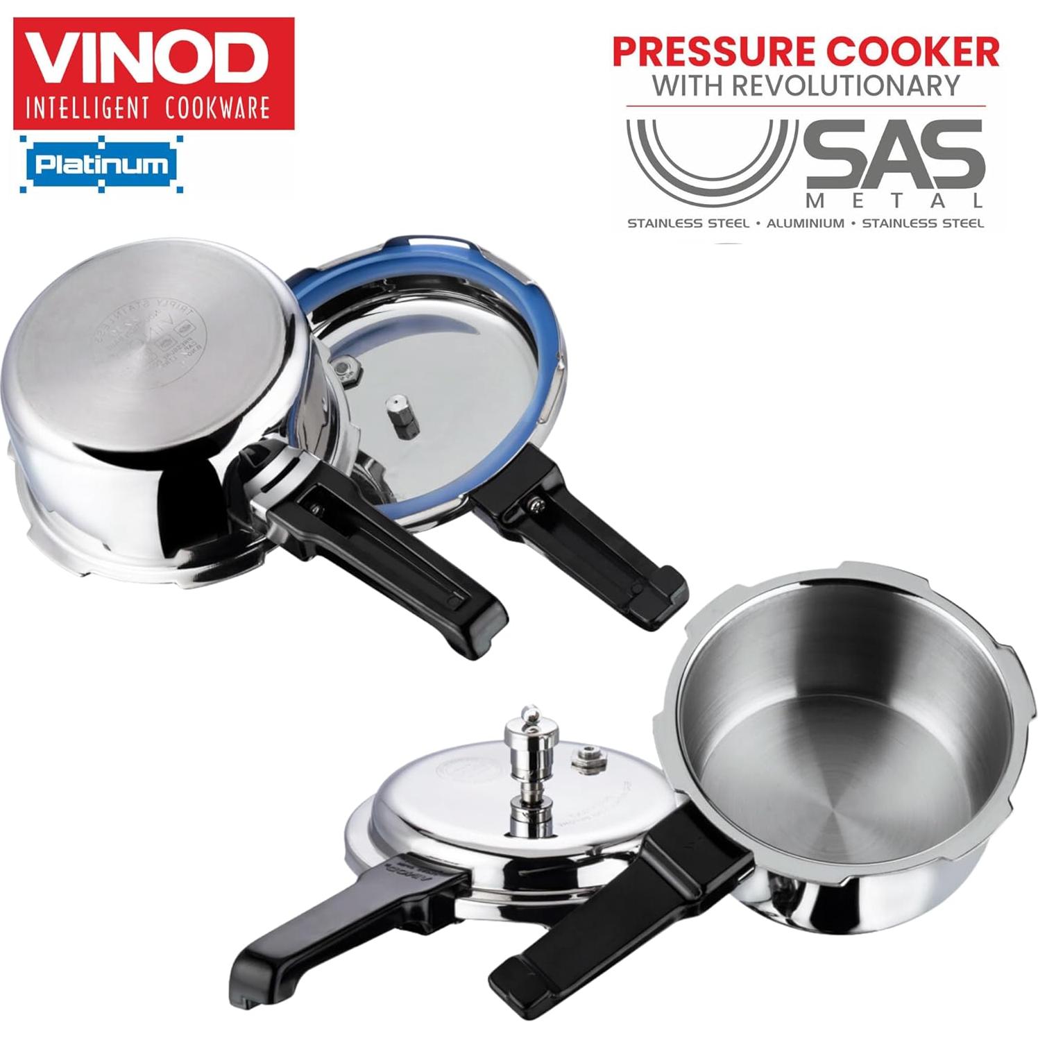 Olla a presión Vinod Platinum 3L acero inoxidable inducción