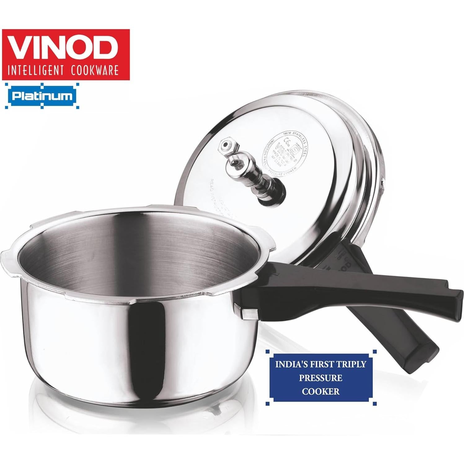 Olla a presión Vinod Platinum 3L acero inoxidable inducción