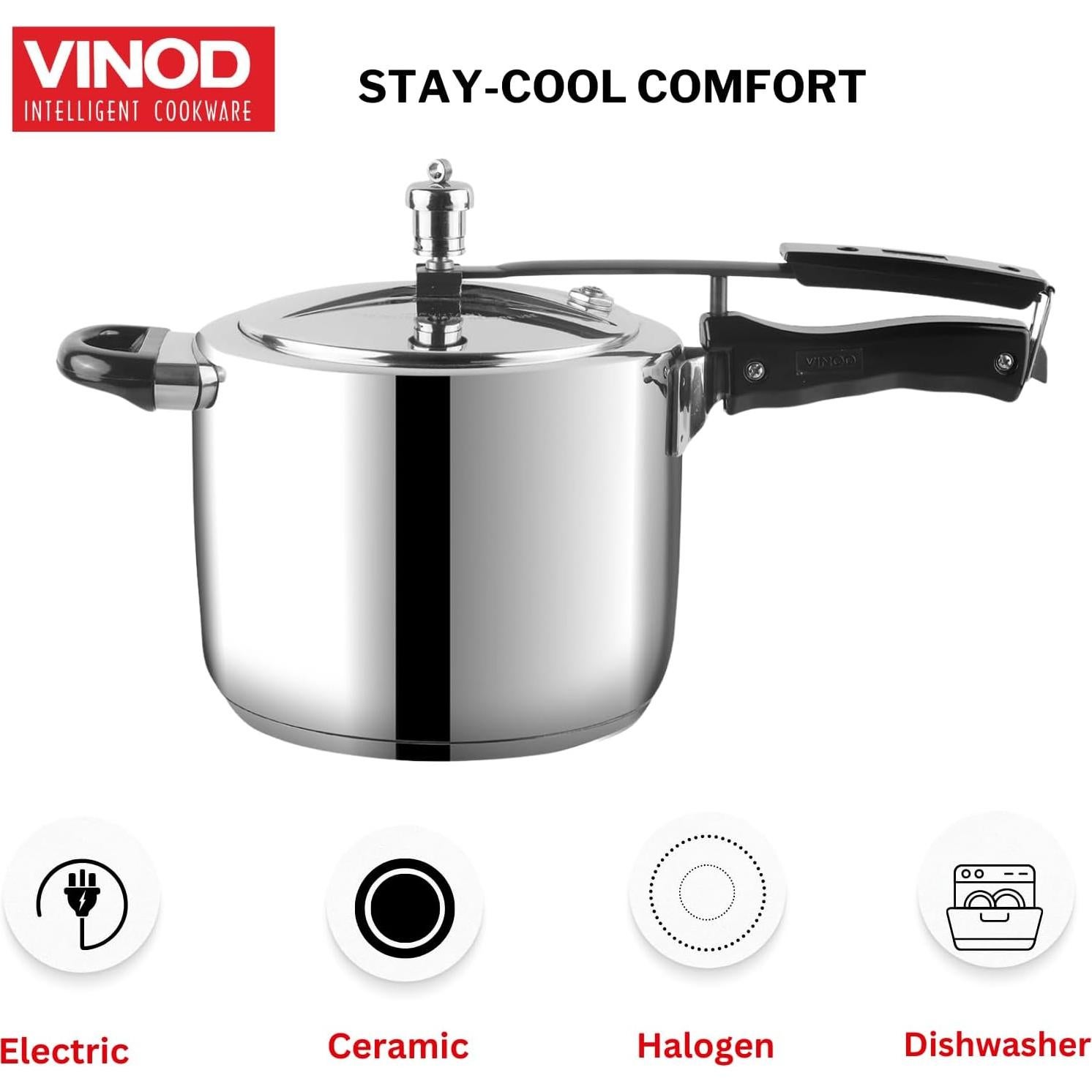 Olla a presión Vinod 3L de acero inoxidable con tapa interior