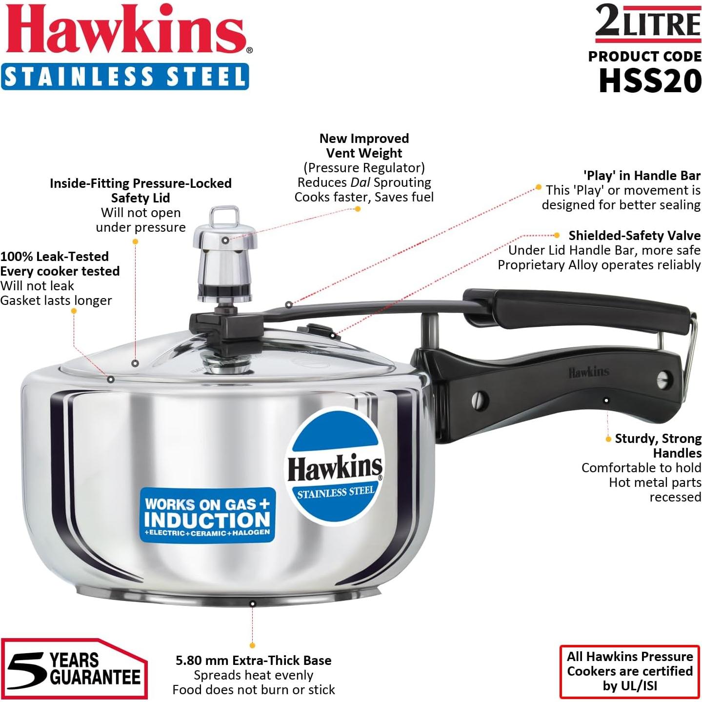 Olla a Presión Hawkins 2L Acero Inoxidable Inducción