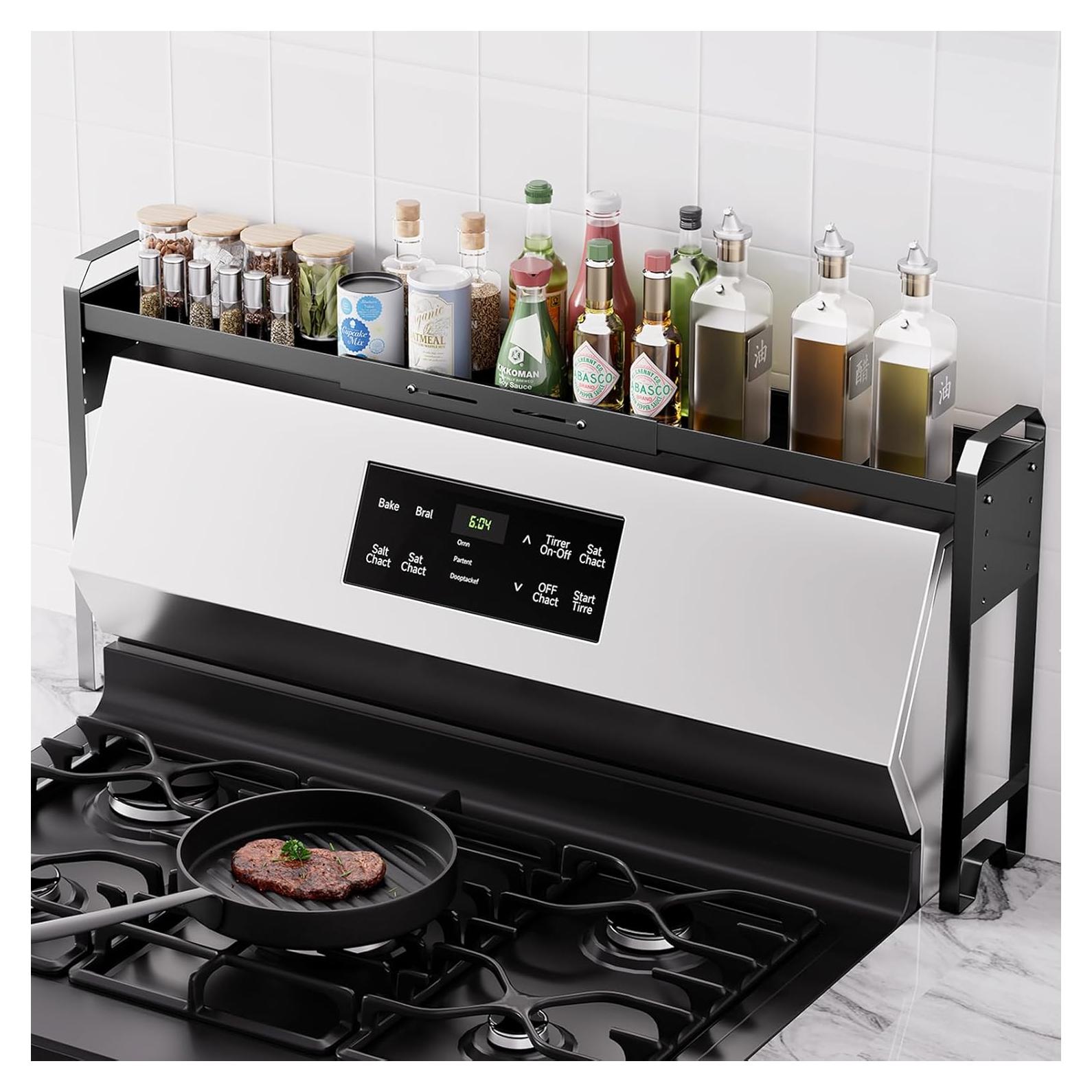 Estante de Especias WOCHUANGSI Negro Expandible 69.2-82.7 cm