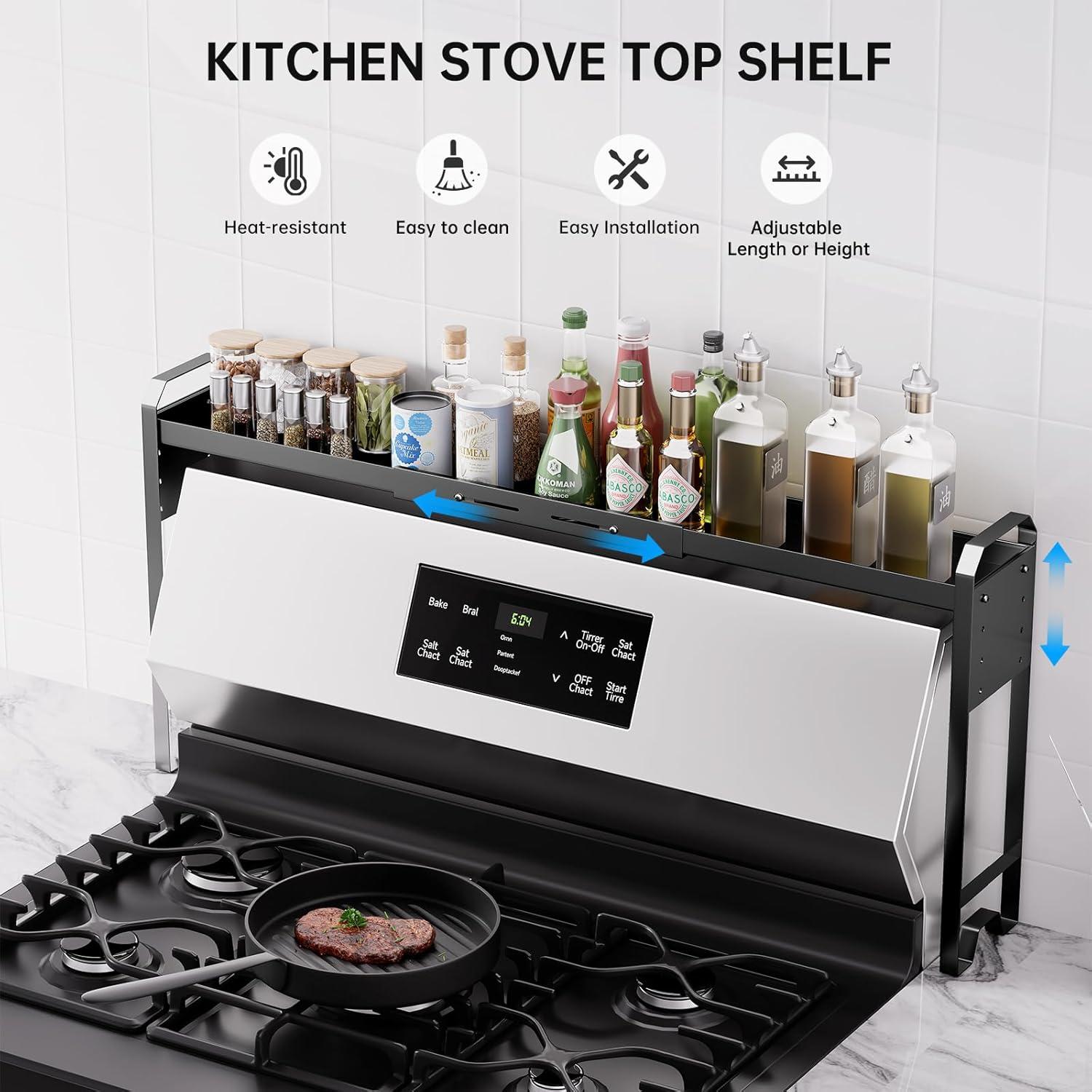 Estante de Especias WOCHUANGSI Negro Expandible 69.2-82.7 cm