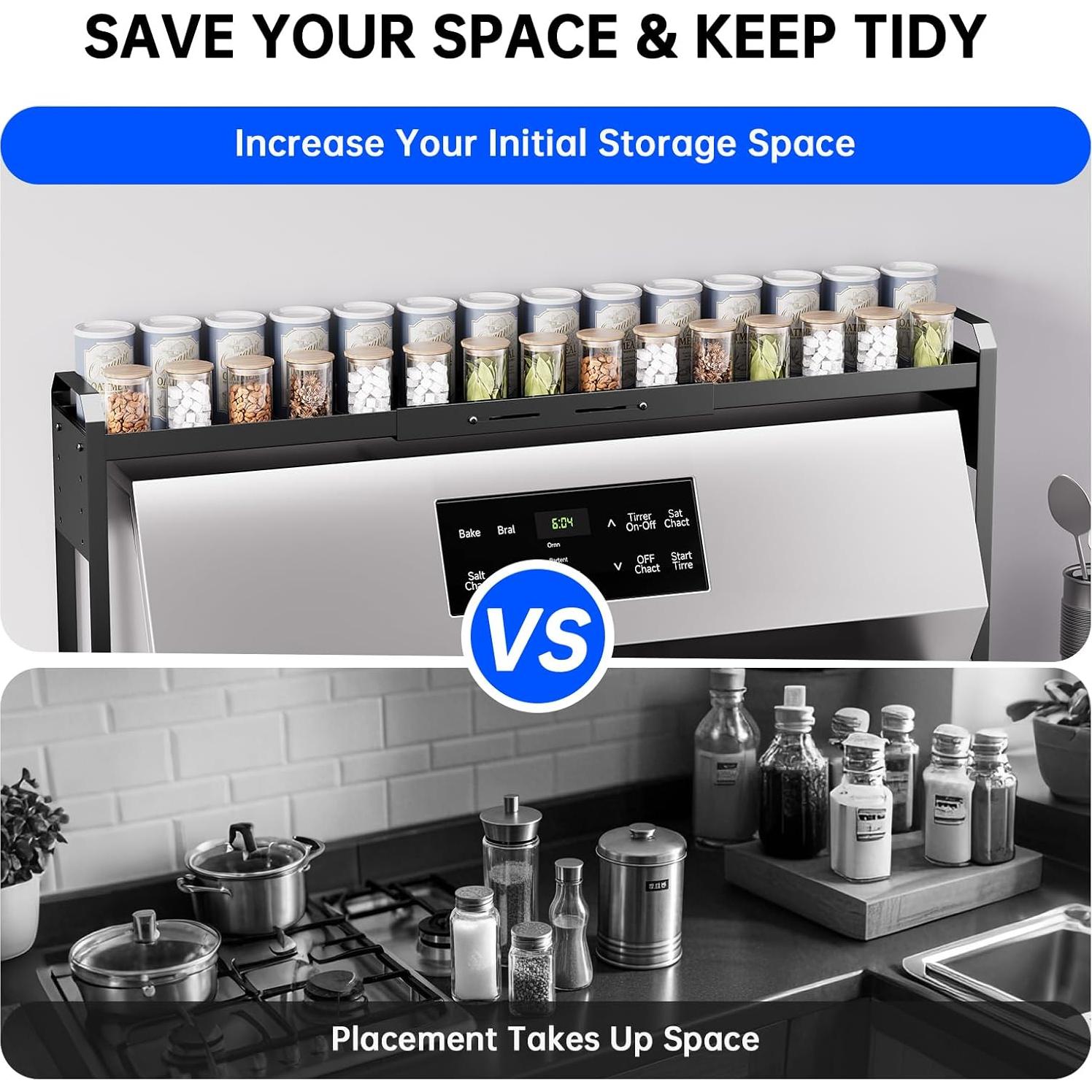 Estante de Especias WOCHUANGSI Negro Expandible 69.2-82.7 cm