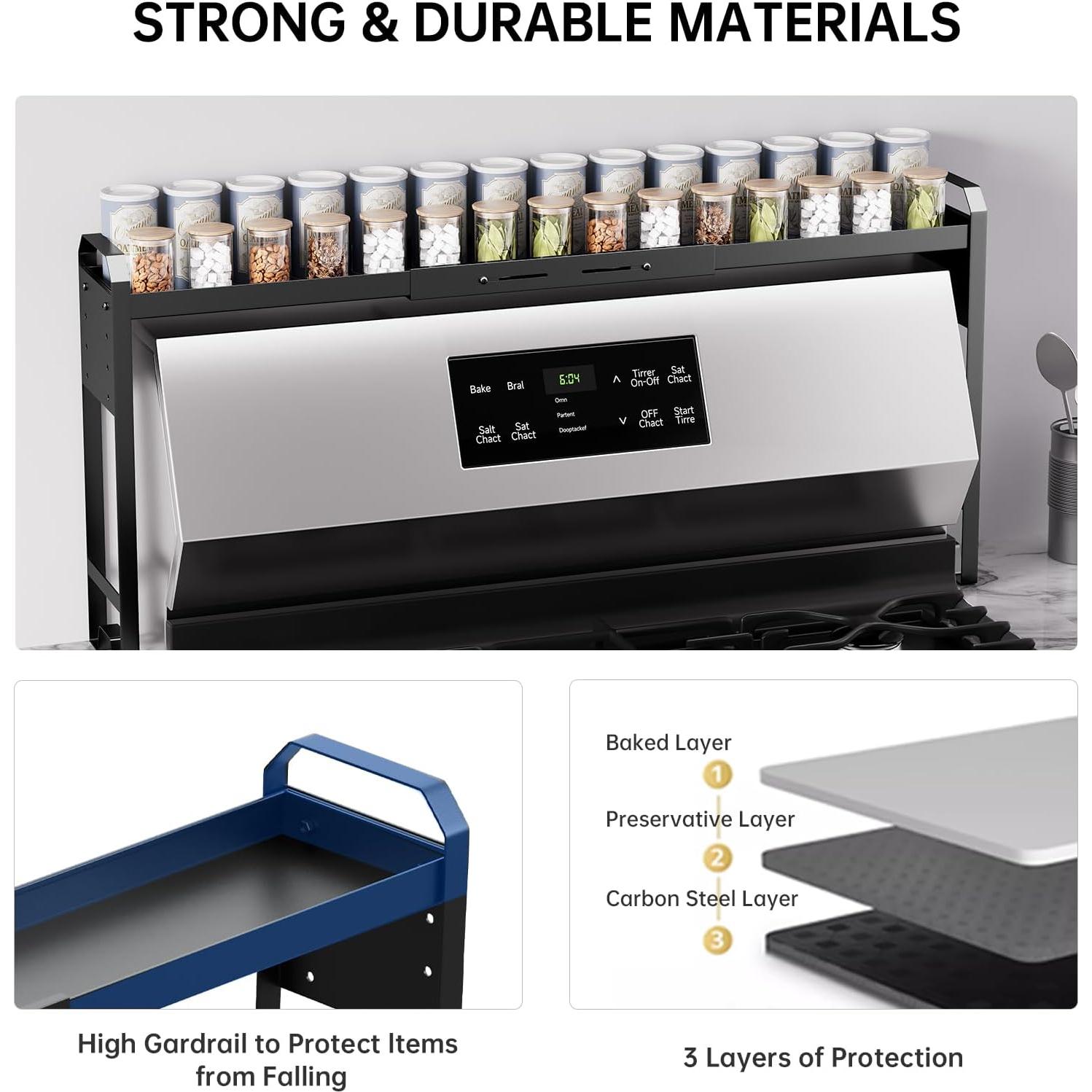 Estante de Especias WOCHUANGSI Negro Expandible 69.2-82.7 cm