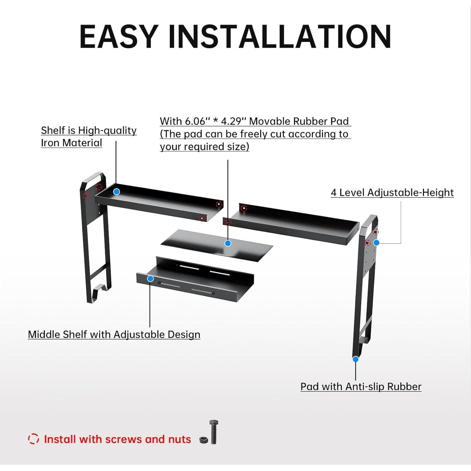 Estante de Especias WOCHUANGSI Negro Expandible 69.2-82.7 cm