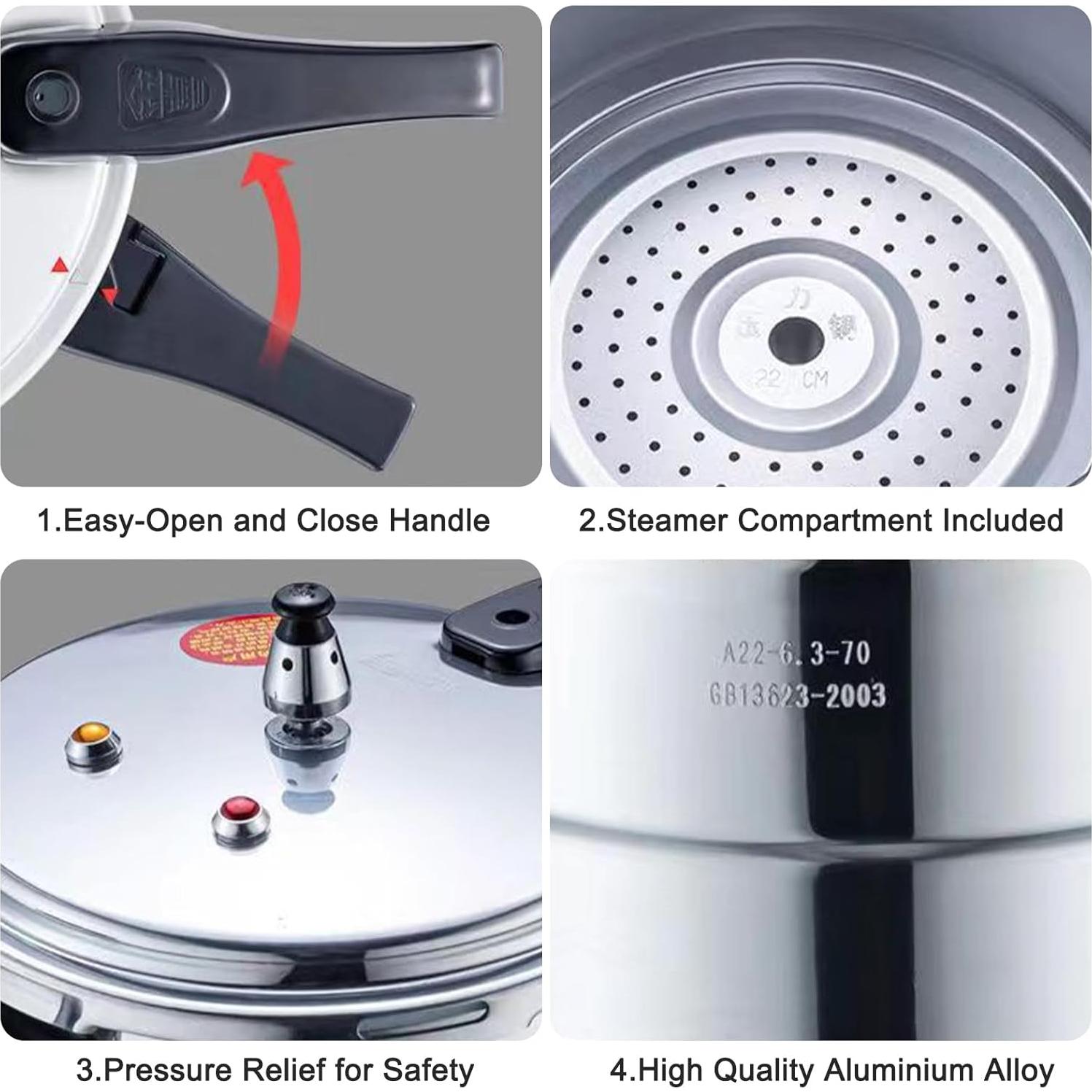 Olla a presión YZLPSYY 5L aluminio para gas e inducción