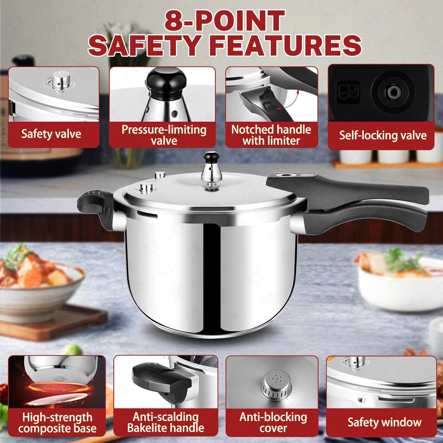 Olla a presión Deeluban 4.0L acero inoxidable con seguridad