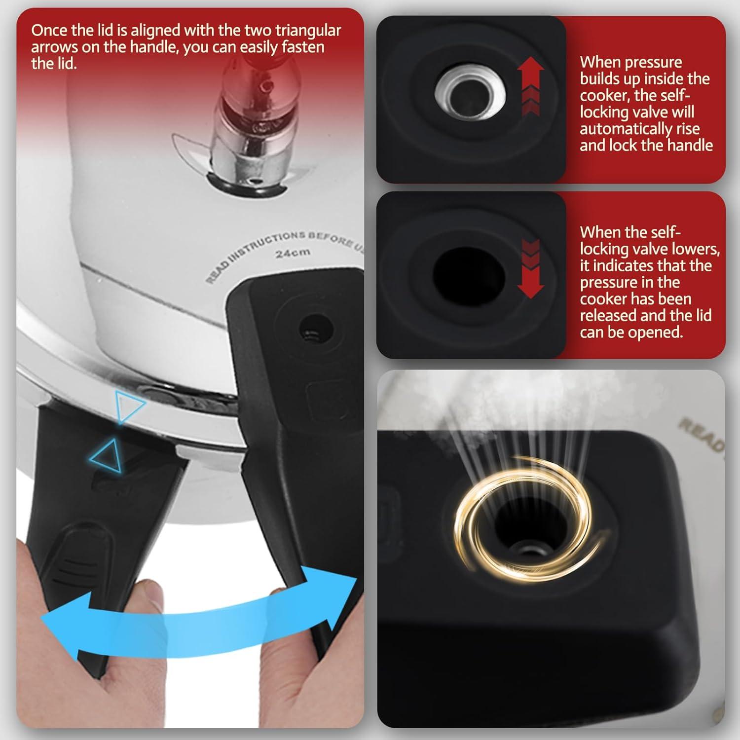 Olla a presión Deeluban 4.0L acero inoxidable con seguridad