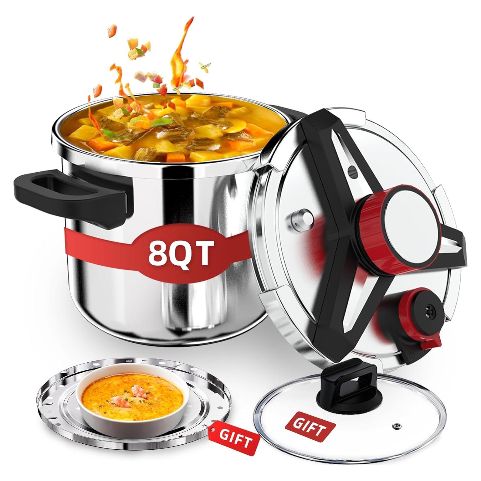 Olla de Presión SVKLHY 8 QT Acero Inoxidable 304 3-en-1