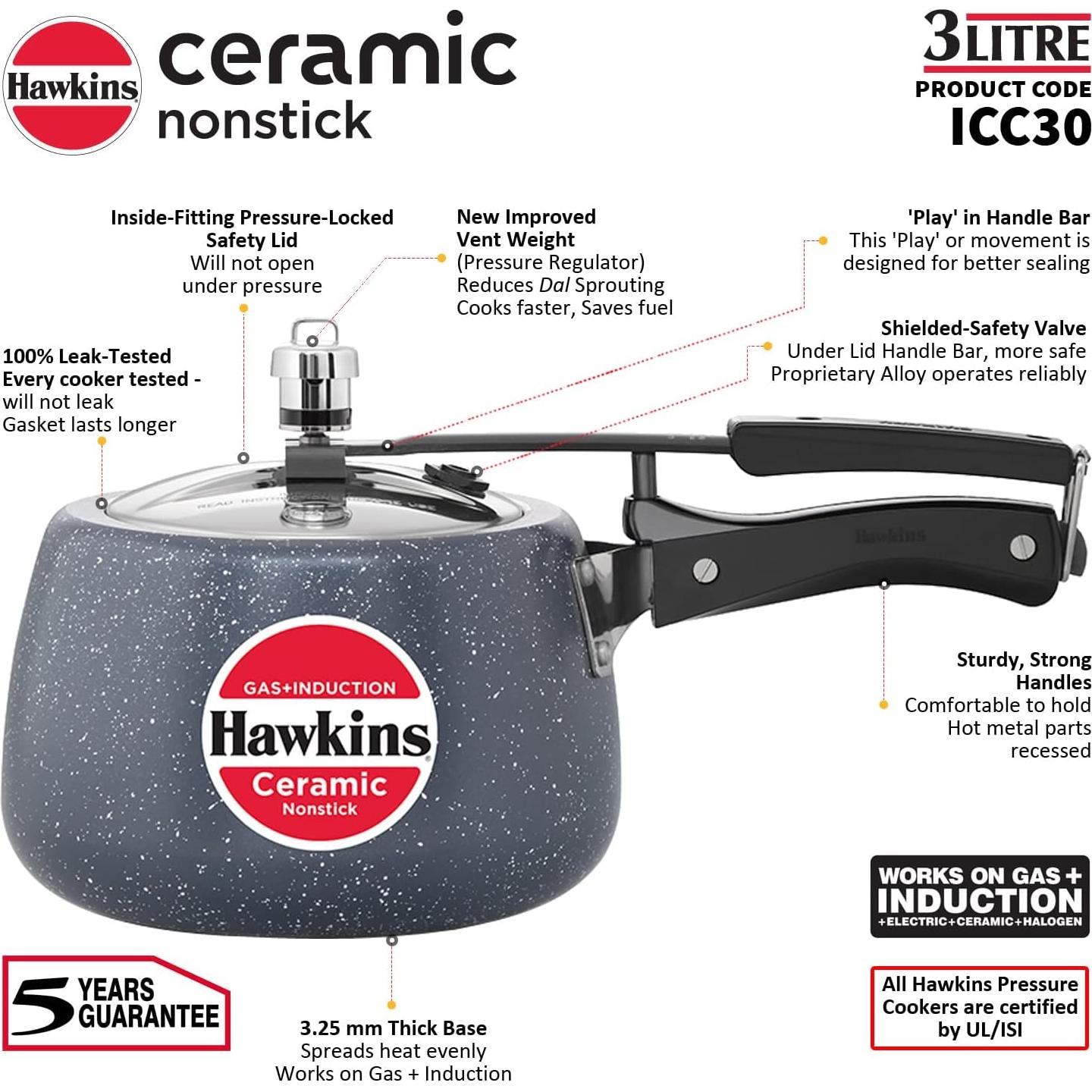 Olla a Presión Cerámica Antiadherente Hawkins 3L ICC30