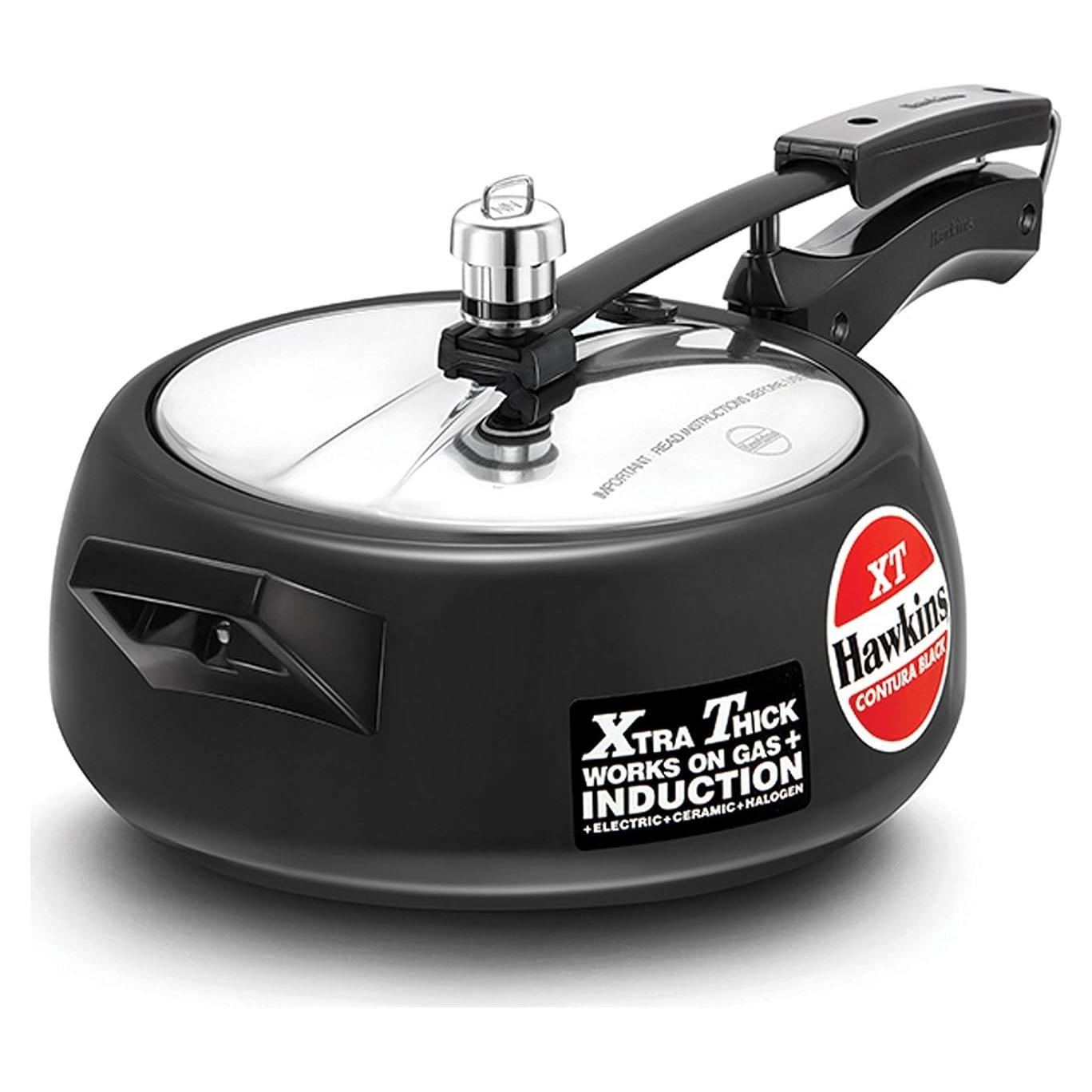 Hawkins Pressure Cooker Contura Hard Anodized Extra Thick Base for Induction, 3.5 L (Black)