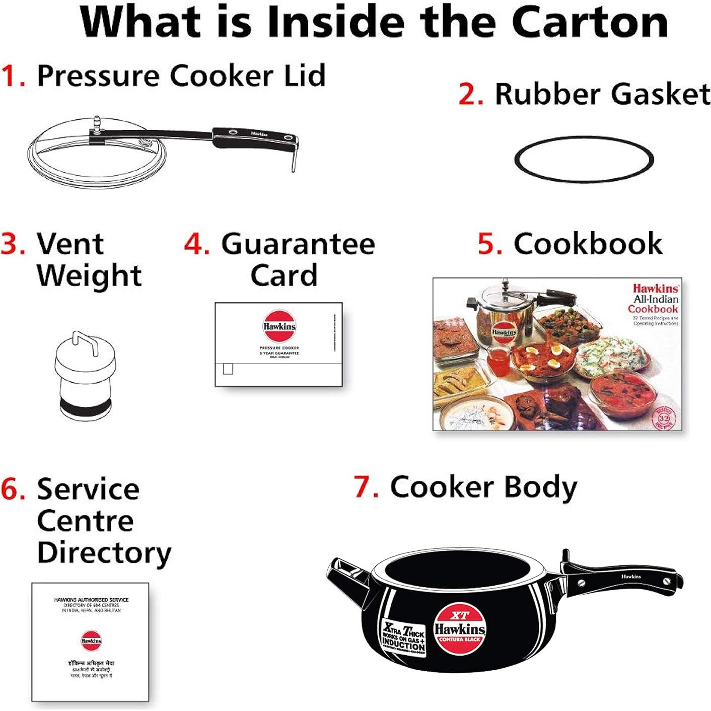 Hawkins Pressure Cooker Contura Hard Anodized Extra Thick Base for Induction, 3.5 L (Black)