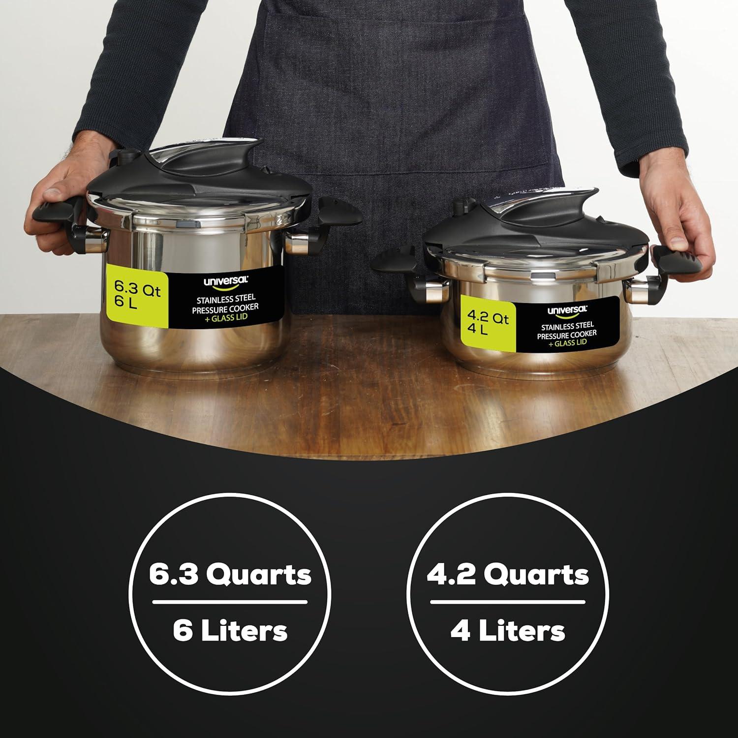 Olla a Presión Universal 4.2L Acero Inoxidable con Tapa Vidrio