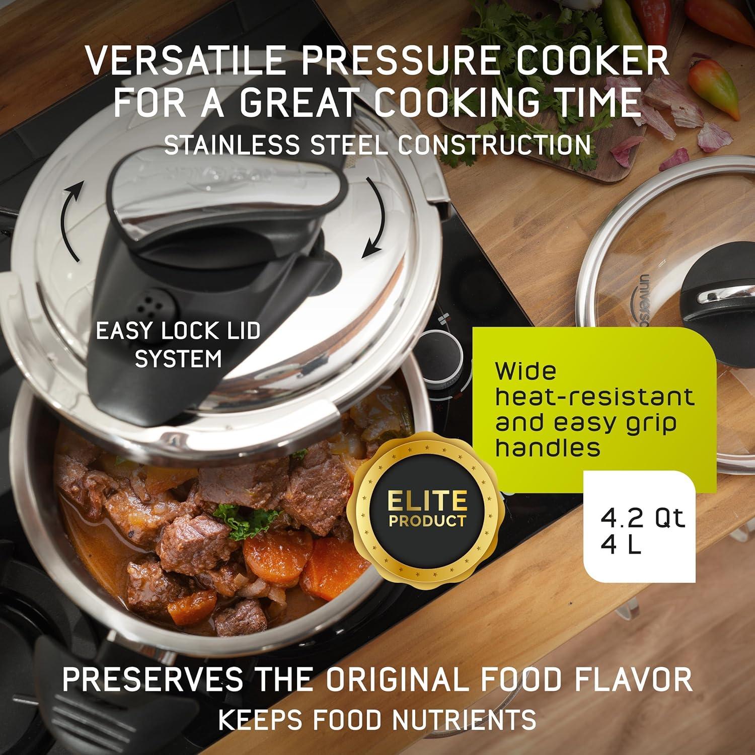 Olla a Presión Universal 4.2L Acero Inoxidable con Tapa Vidrio