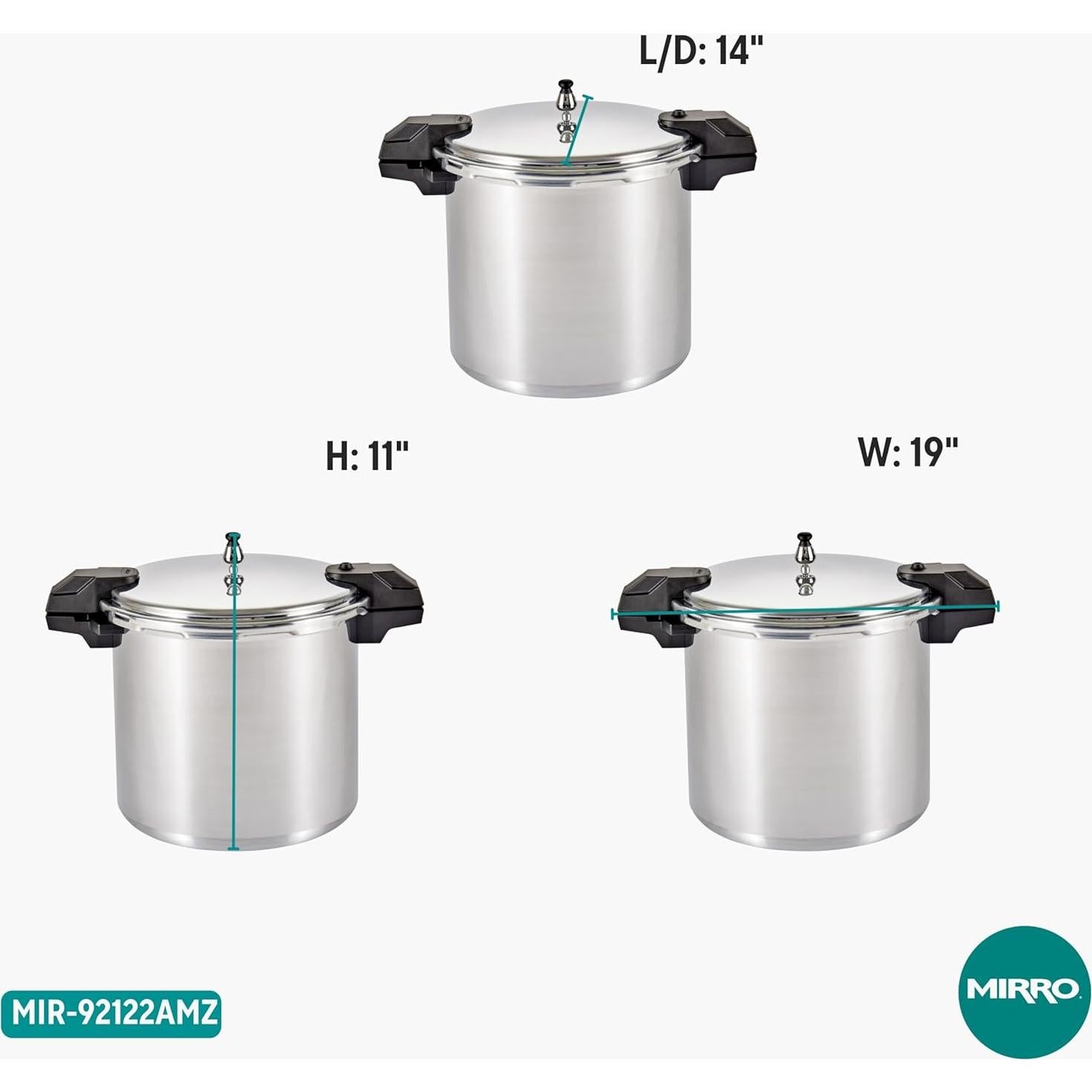 Olla a Presión Mirro 22qt (20.8L) Aluminio 3 Reguladores