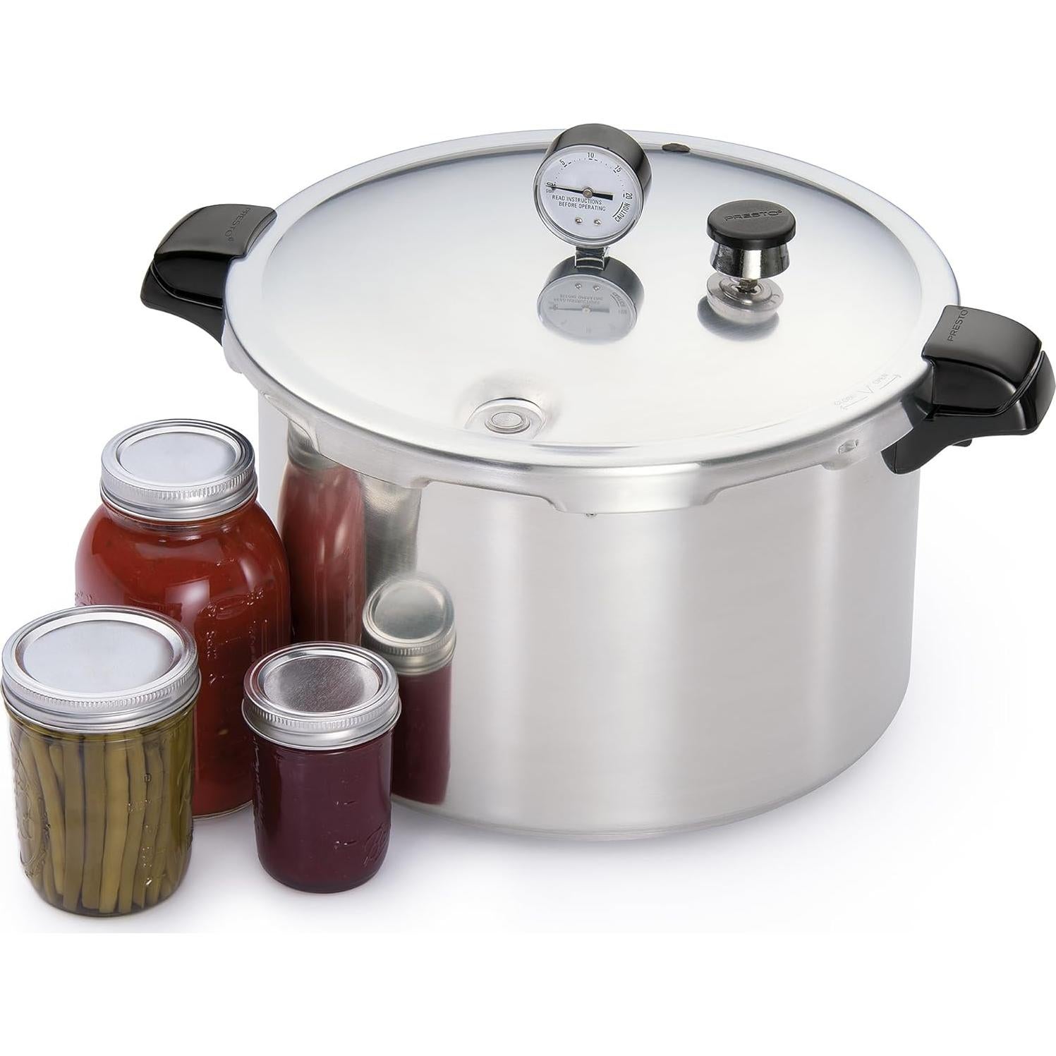 Olla a presión Presto 16 cuartos de aluminio, plata