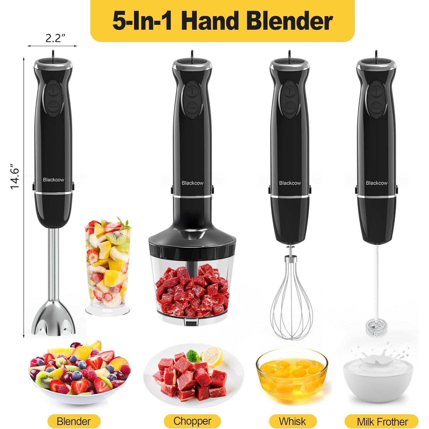 Batidora de Inmersión Blackcow 500W 12 Velocidades con Accesorios