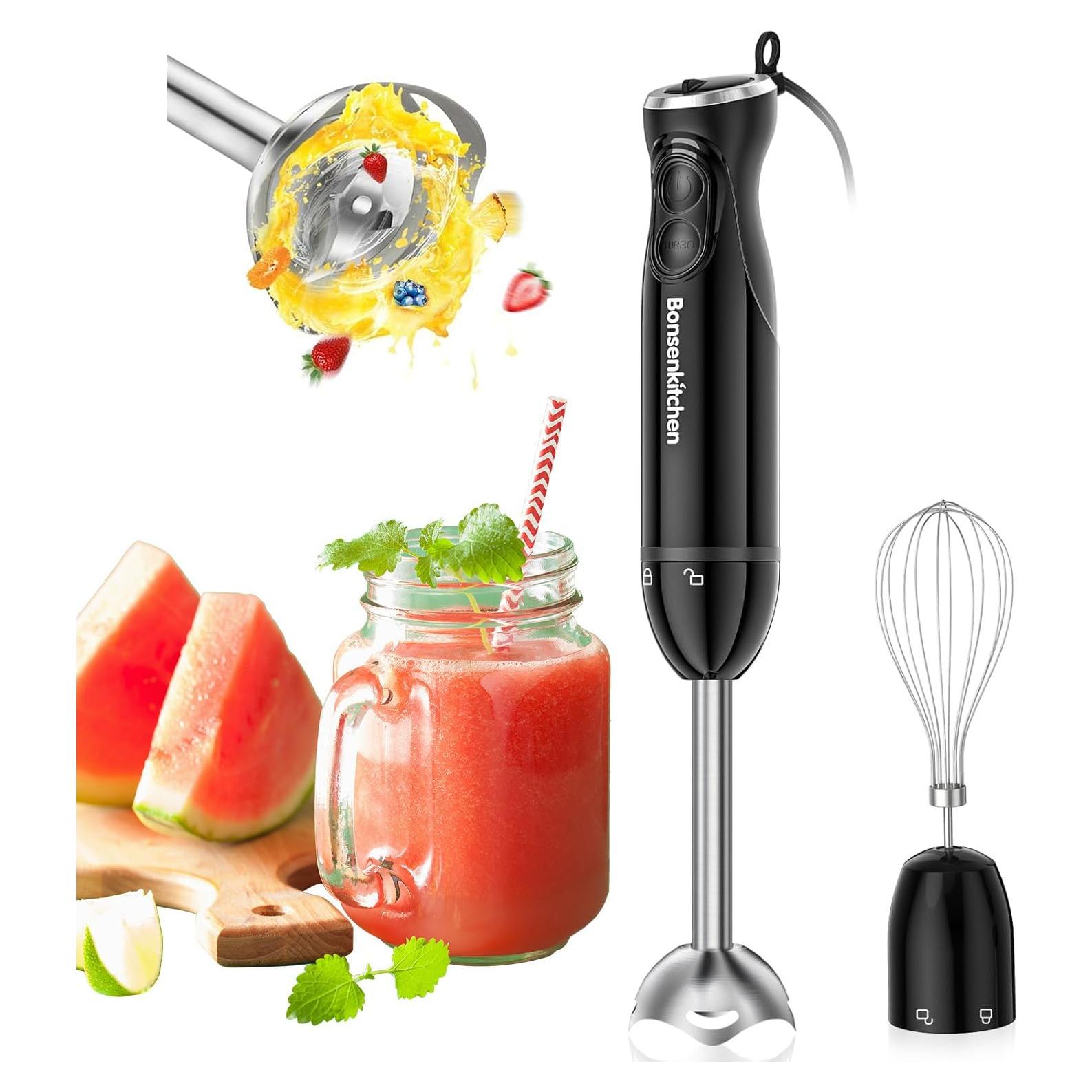 Batidora de Inmersión Bonsenkitchen HB3202, 12 Velocidades, 700ml