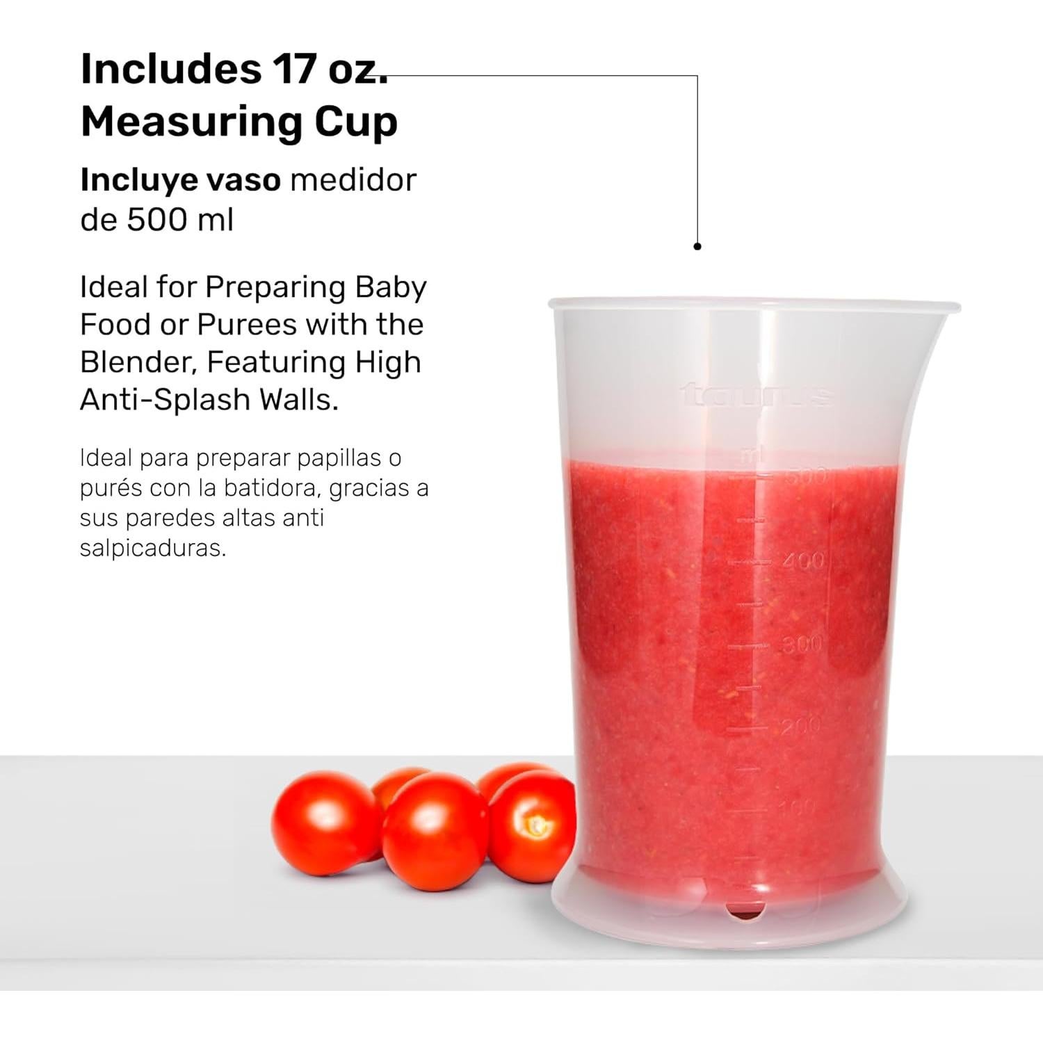 Batidora de Inmersión Taurus ROBOT 500 INOX 500W Accesorios